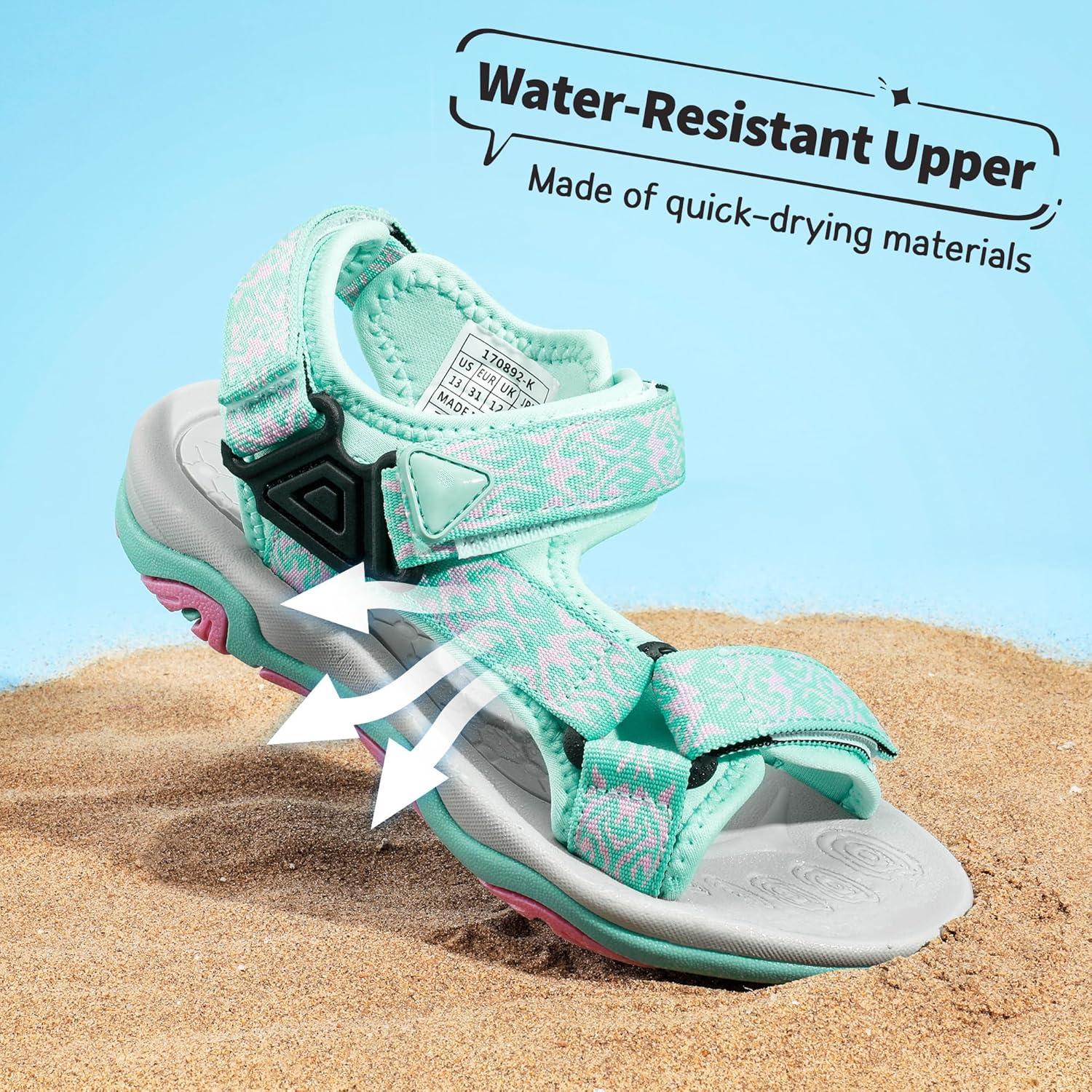 imageDREAM PAIRS Boys Girls Sandals Kids Adventurous LightWeight Adjustable Straps Summer Sandals ToddlerLittle KidBig KidMintPink