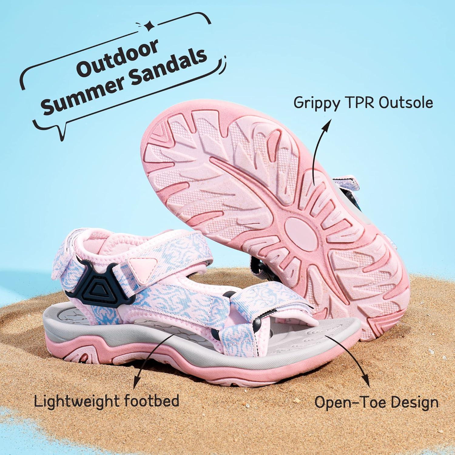 imageDREAM PAIRS Boys Girls Sandals Kids Adventurous LightWeight Adjustable Straps Summer Sandals ToddlerLittle KidBig KidPink