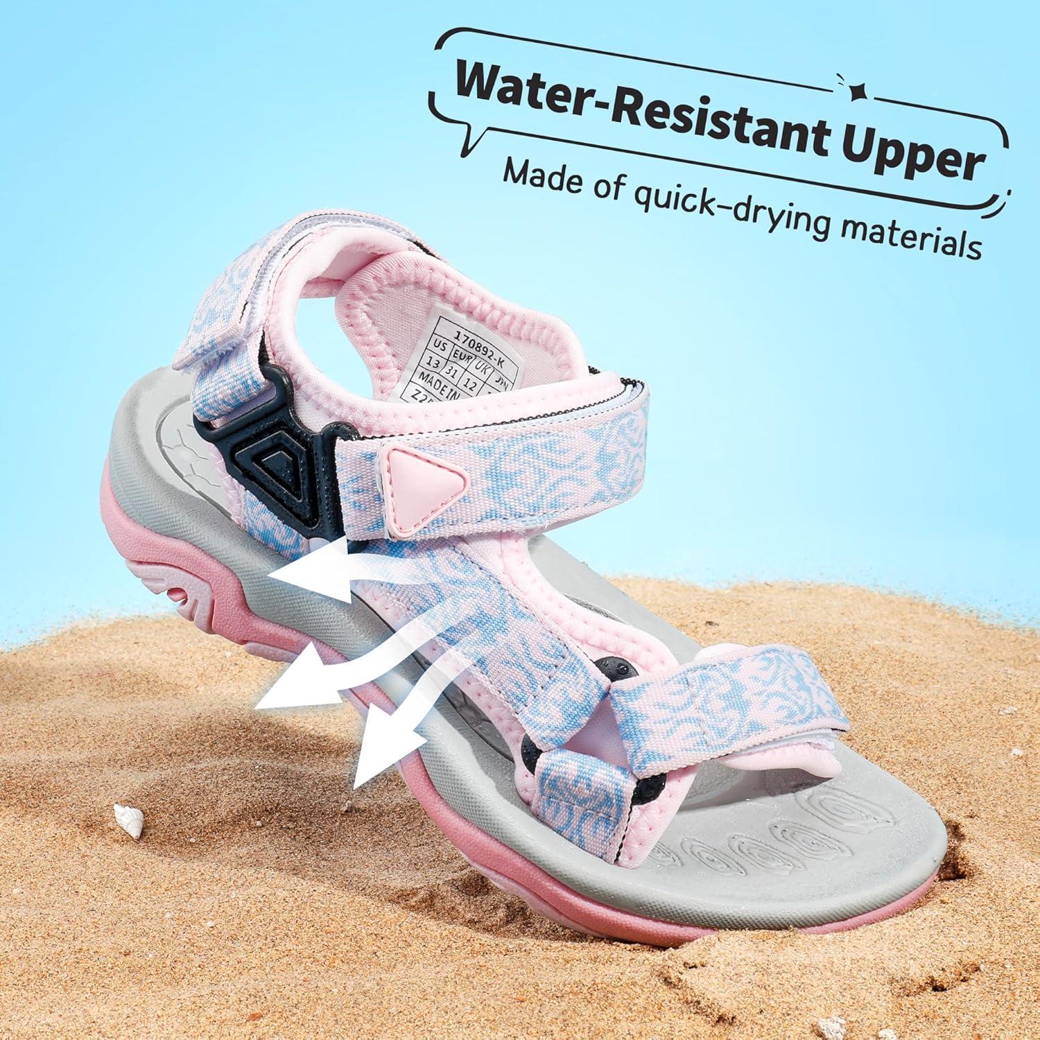 imageDREAM PAIRS Boys Girls Sandals Kids Adventurous LightWeight Adjustable Straps Summer Sandals ToddlerLittle KidBig KidPink