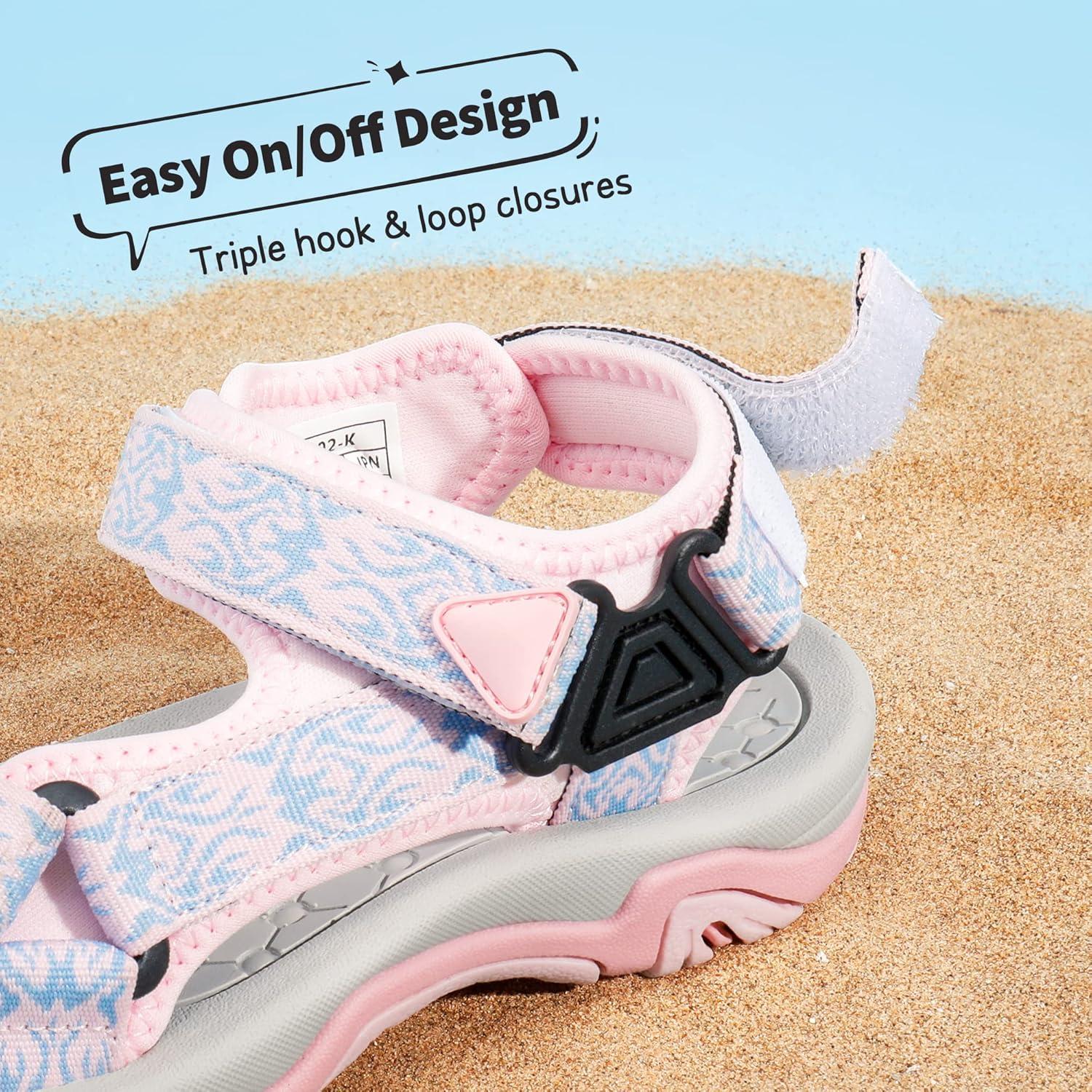 imageDREAM PAIRS Boys Girls Sandals Kids Adventurous LightWeight Adjustable Straps Summer Sandals ToddlerLittle KidBig KidPink