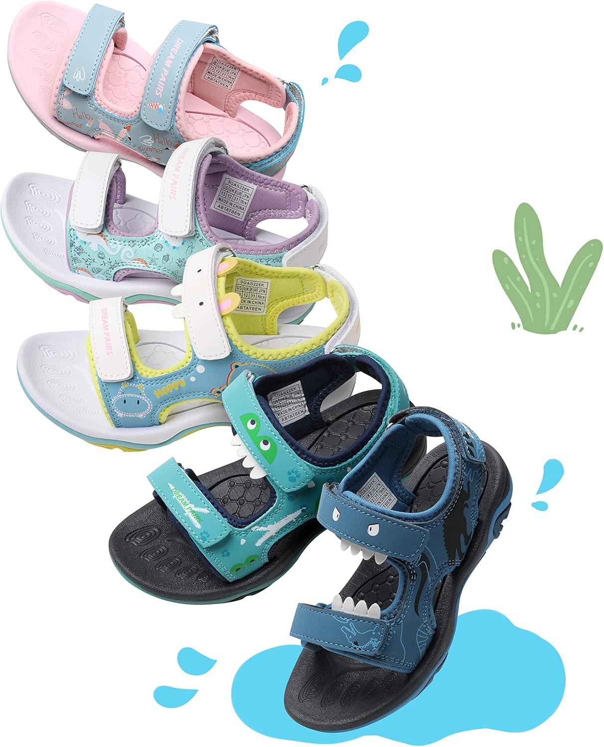 imageDREAM PAIRS Boys Girls Sandals Summer Outdoor Athletic Kids Sport Water Shoes for ToddlerLittle KidBlueCrocodile