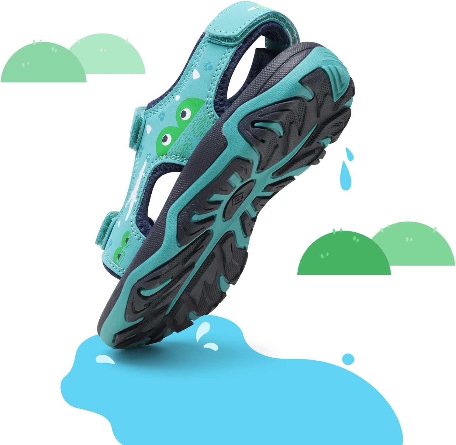 imageDREAM PAIRS Boys Girls Sandals Summer Outdoor Athletic Kids Sport Water Shoes for ToddlerLittle KidBlueCrocodile