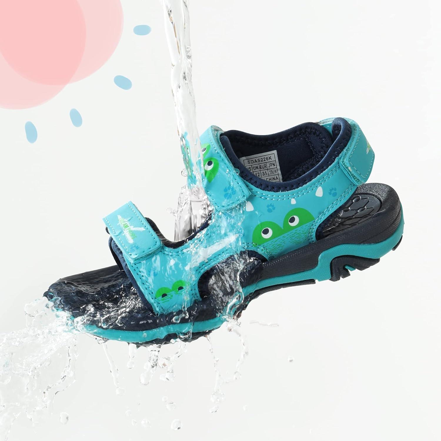 imageDREAM PAIRS Boys Girls Sandals Summer Outdoor Athletic Kids Sport Water Shoes for ToddlerLittle KidBlueCrocodile