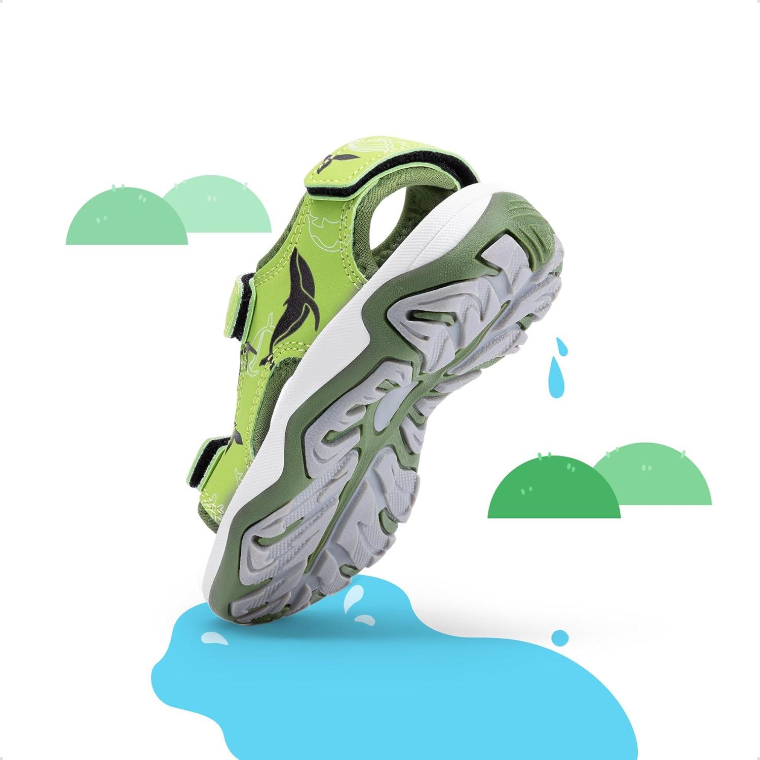 imageDREAM PAIRS Boys Girls Sandals Summer Outdoor Athletic Kids Sport Water Shoes for ToddlerLittle KidGreenpu