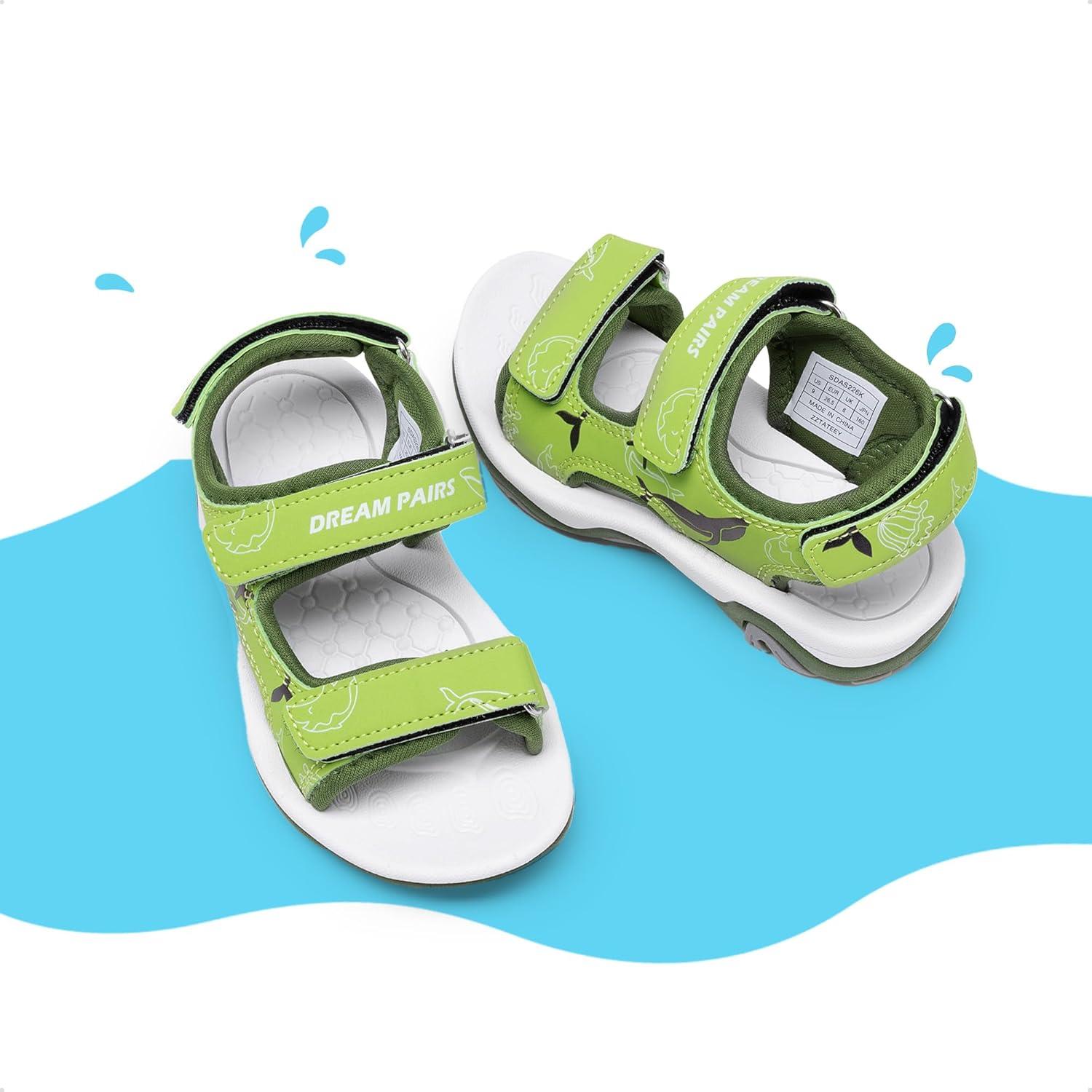 imageDREAM PAIRS Boys Girls Sandals Summer Outdoor Athletic Kids Sport Water Shoes for ToddlerLittle KidGreenpu
