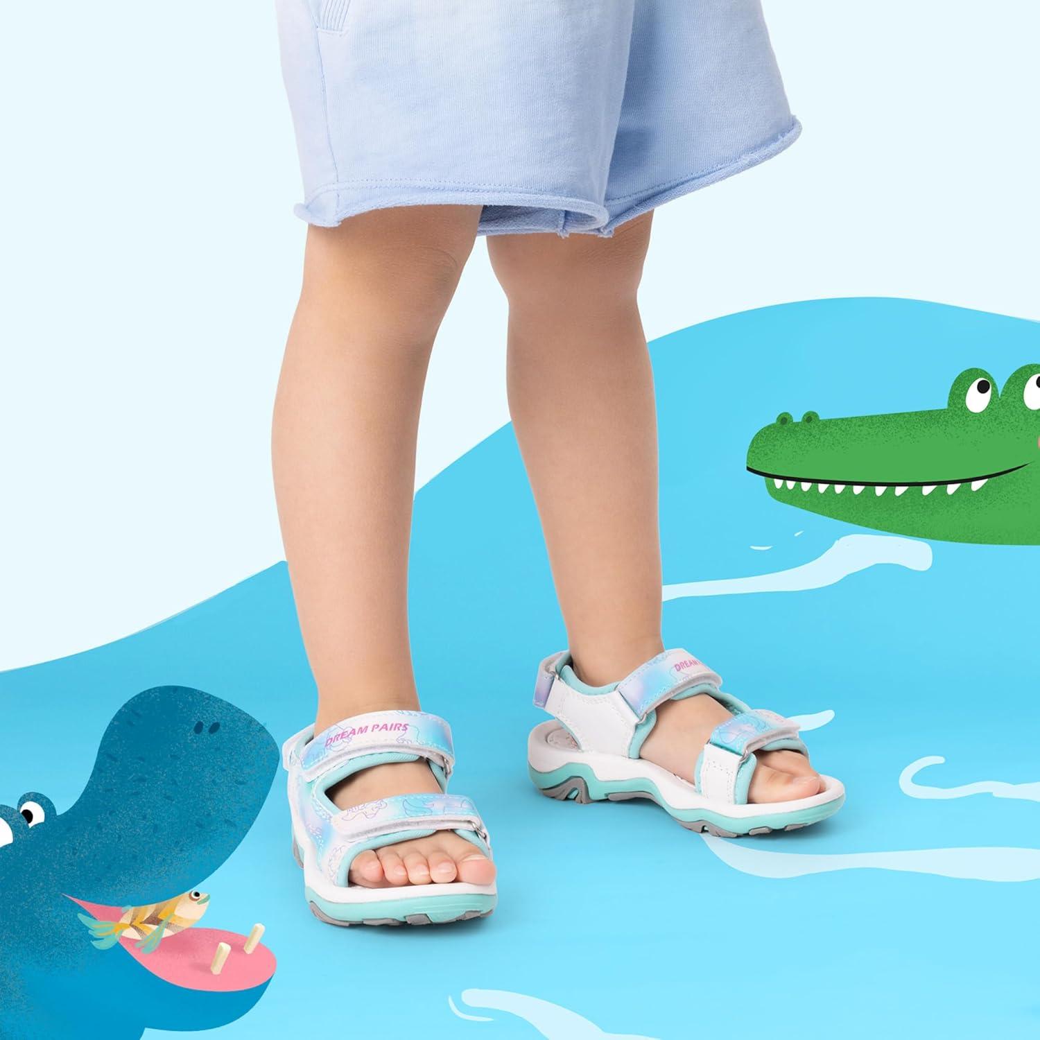 imageDREAM PAIRS Boys Girls Sandals Summer Outdoor Athletic Kids Sport Water Shoes for ToddlerLittle KidLight Bluepu