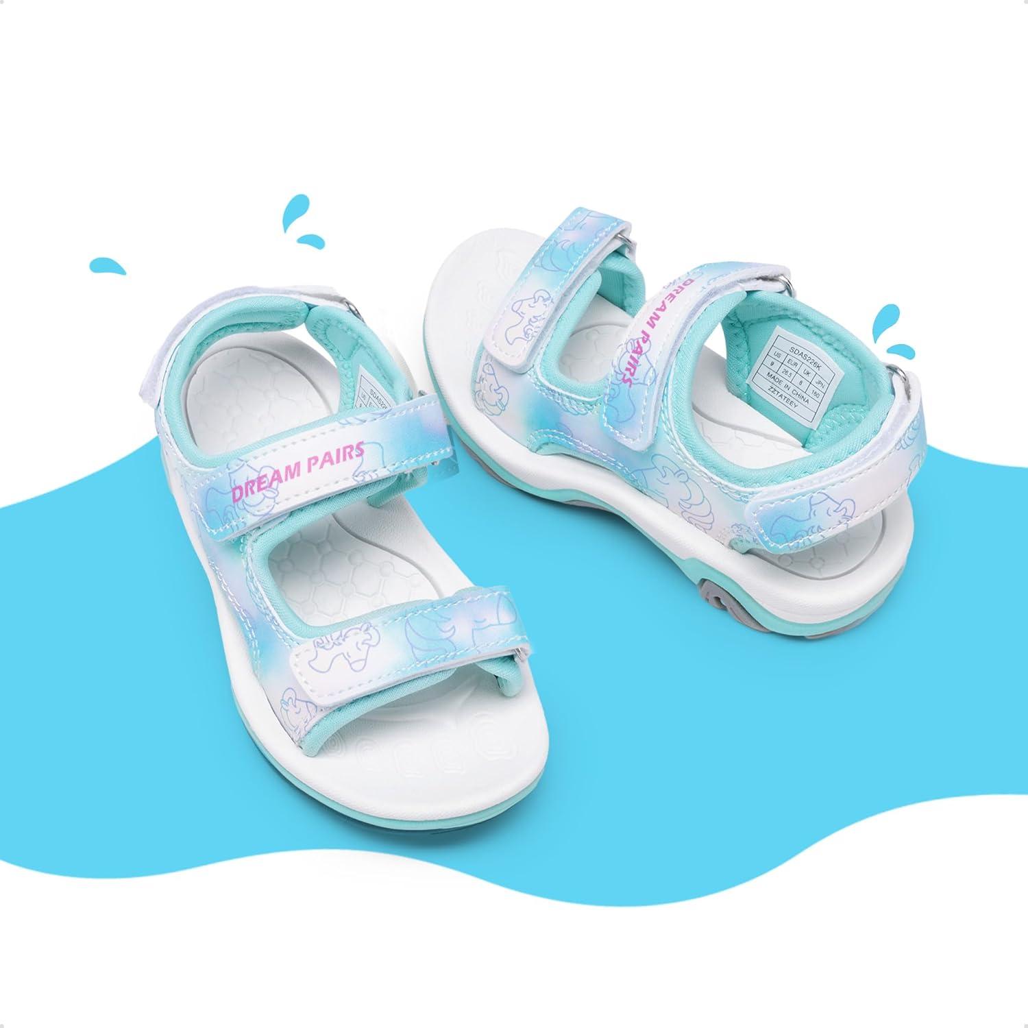 imageDREAM PAIRS Boys Girls Sandals Summer Outdoor Athletic Kids Sport Water Shoes for ToddlerLittle KidLight Bluepu