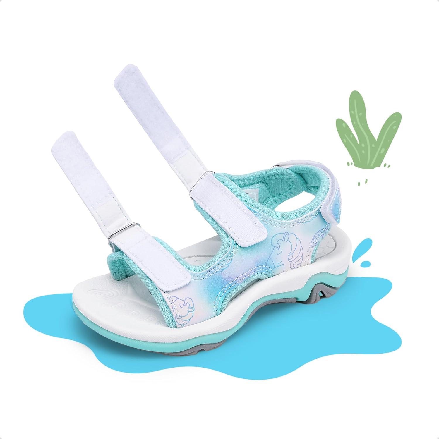 imageDREAM PAIRS Boys Girls Sandals Summer Outdoor Athletic Kids Sport Water Shoes for ToddlerLittle KidLight Bluepu