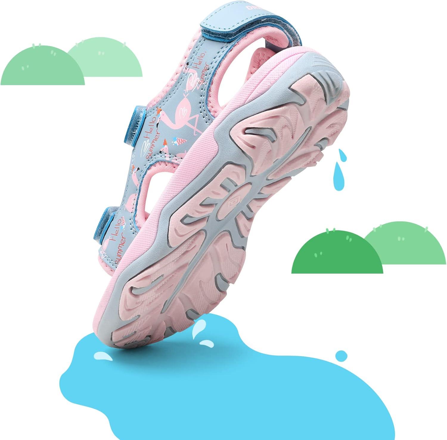 imageDREAM PAIRS Boys Girls Sandals Summer Outdoor Athletic Kids Sport Water Shoes for ToddlerLittle KidPinkBlueFlamingo