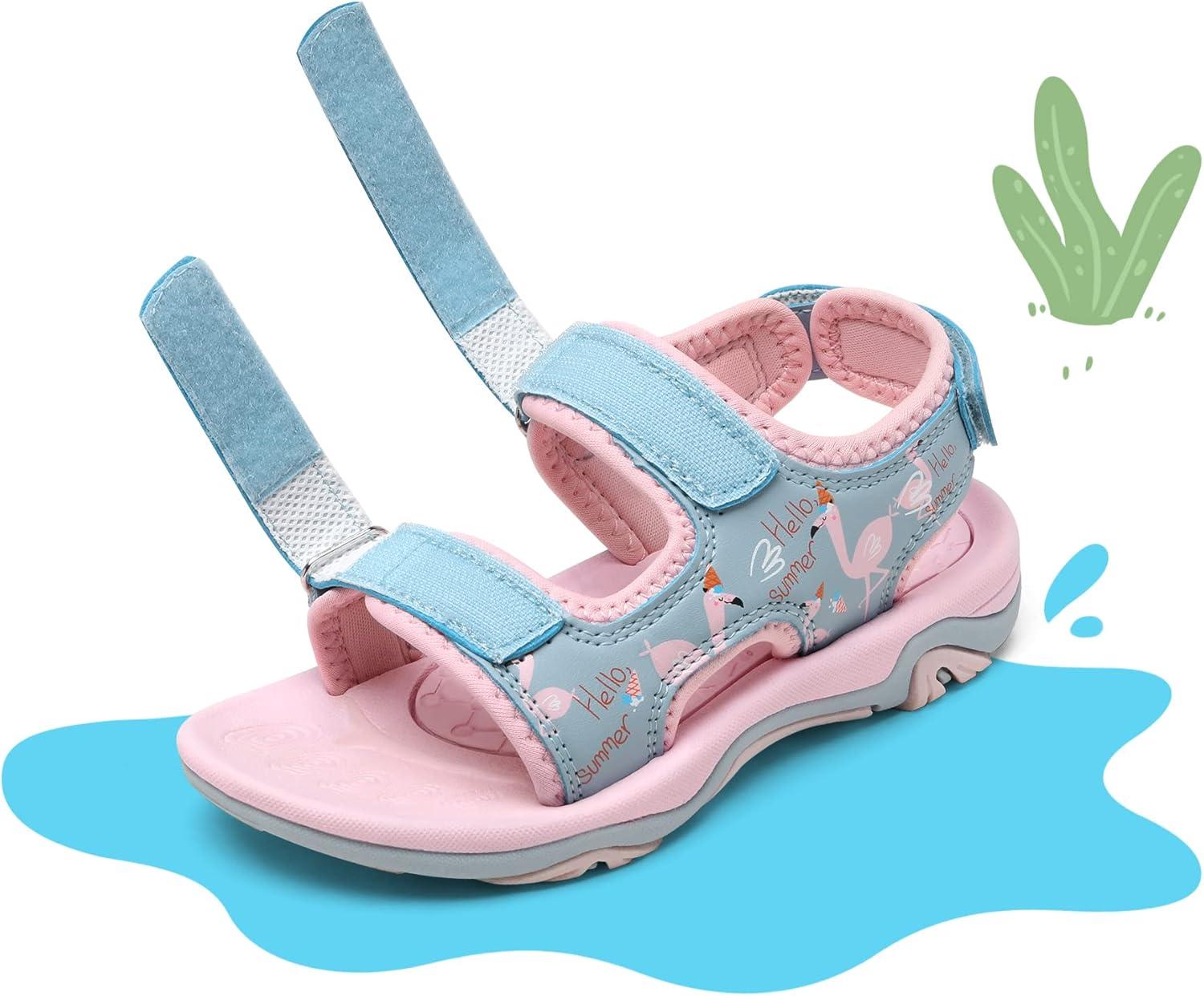 imageDREAM PAIRS Boys Girls Sandals Summer Outdoor Athletic Kids Sport Water Shoes for ToddlerLittle KidPinkBlueFlamingo