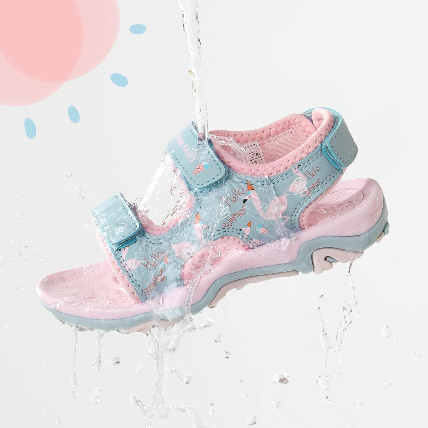 imageDREAM PAIRS Boys Girls Sandals Summer Outdoor Athletic Kids Sport Water Shoes for ToddlerLittle KidPinkBlueFlamingo