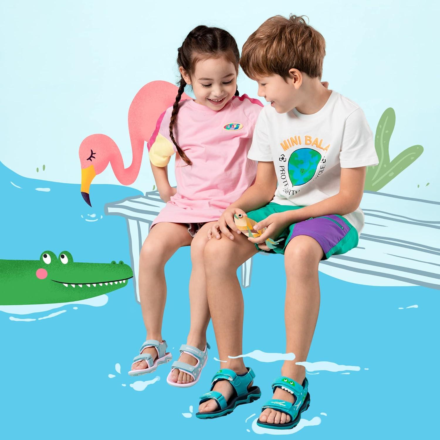 imageDREAM PAIRS Boys Girls Sandals Summer Outdoor Athletic Kids Sport Water Shoes for ToddlerLittle KidPinkBlueFlamingo