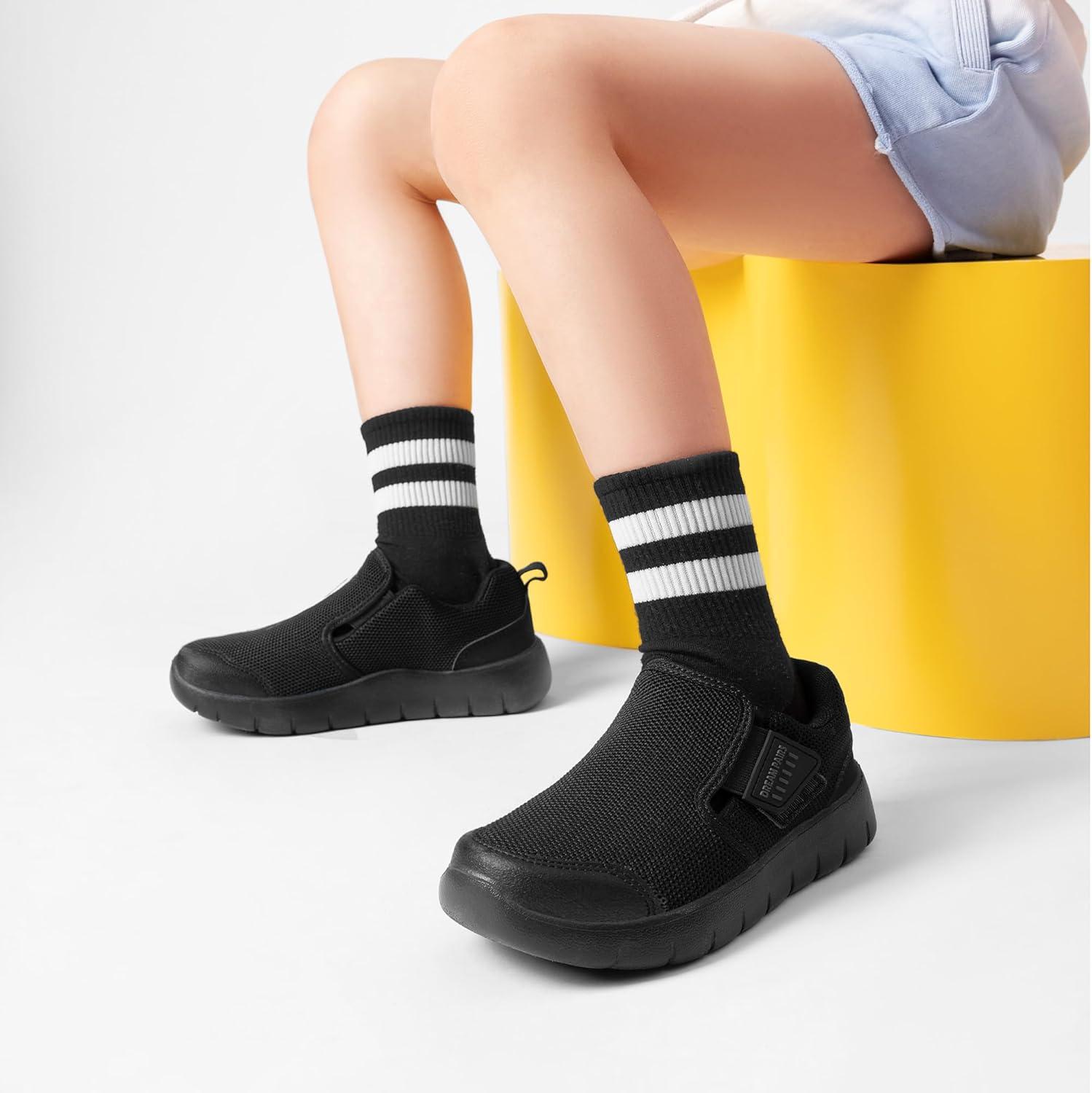 imageDREAM PAIRS Boys Girls Shoes Kids Slip on Tennis EZOns MightyMovers Running Athletic Barefoot Zero Drop Sports SneakersAll Black