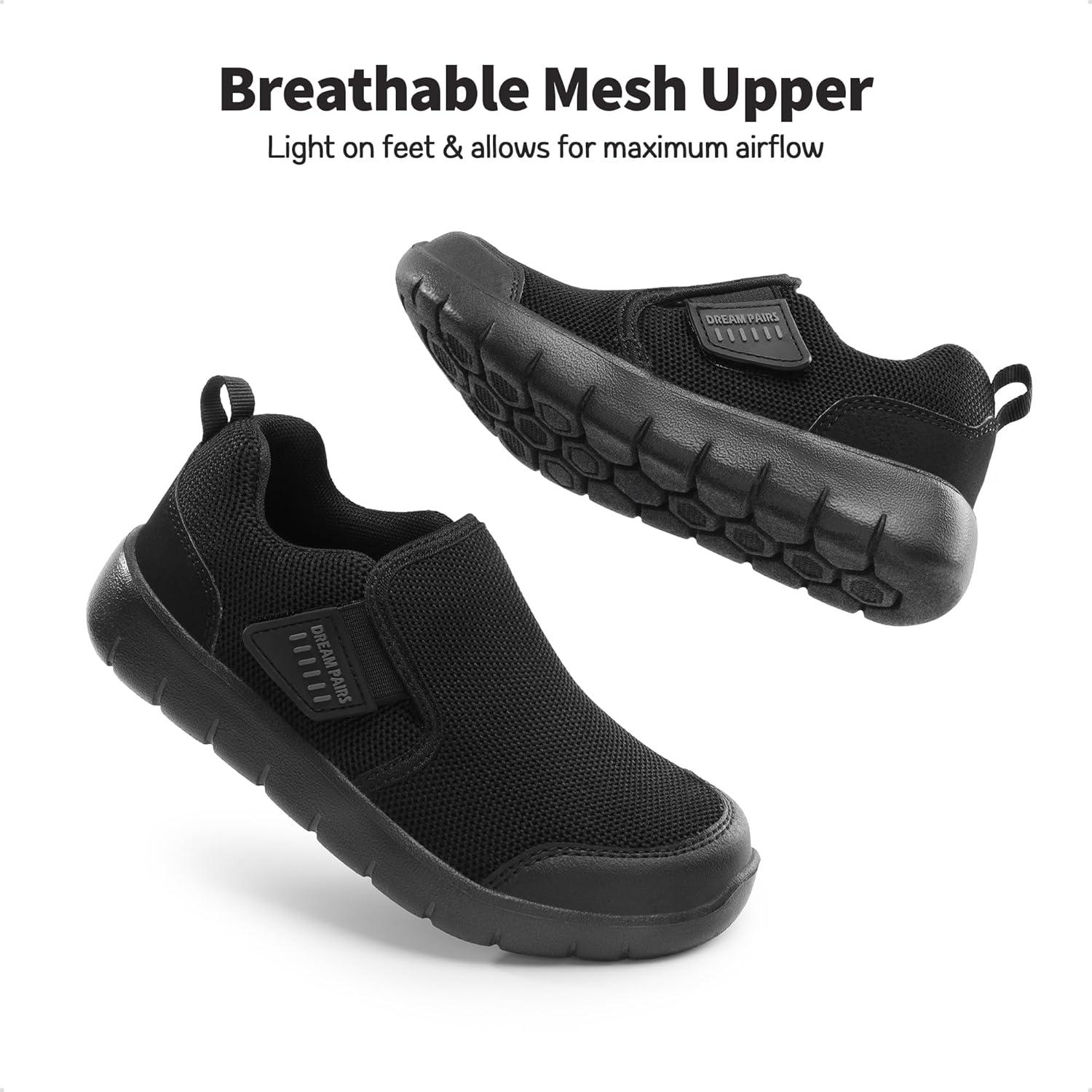 imageDREAM PAIRS Boys Girls Shoes Kids Slip on Tennis EZOns MightyMovers Running Athletic Barefoot Zero Drop Sports SneakersAll Black