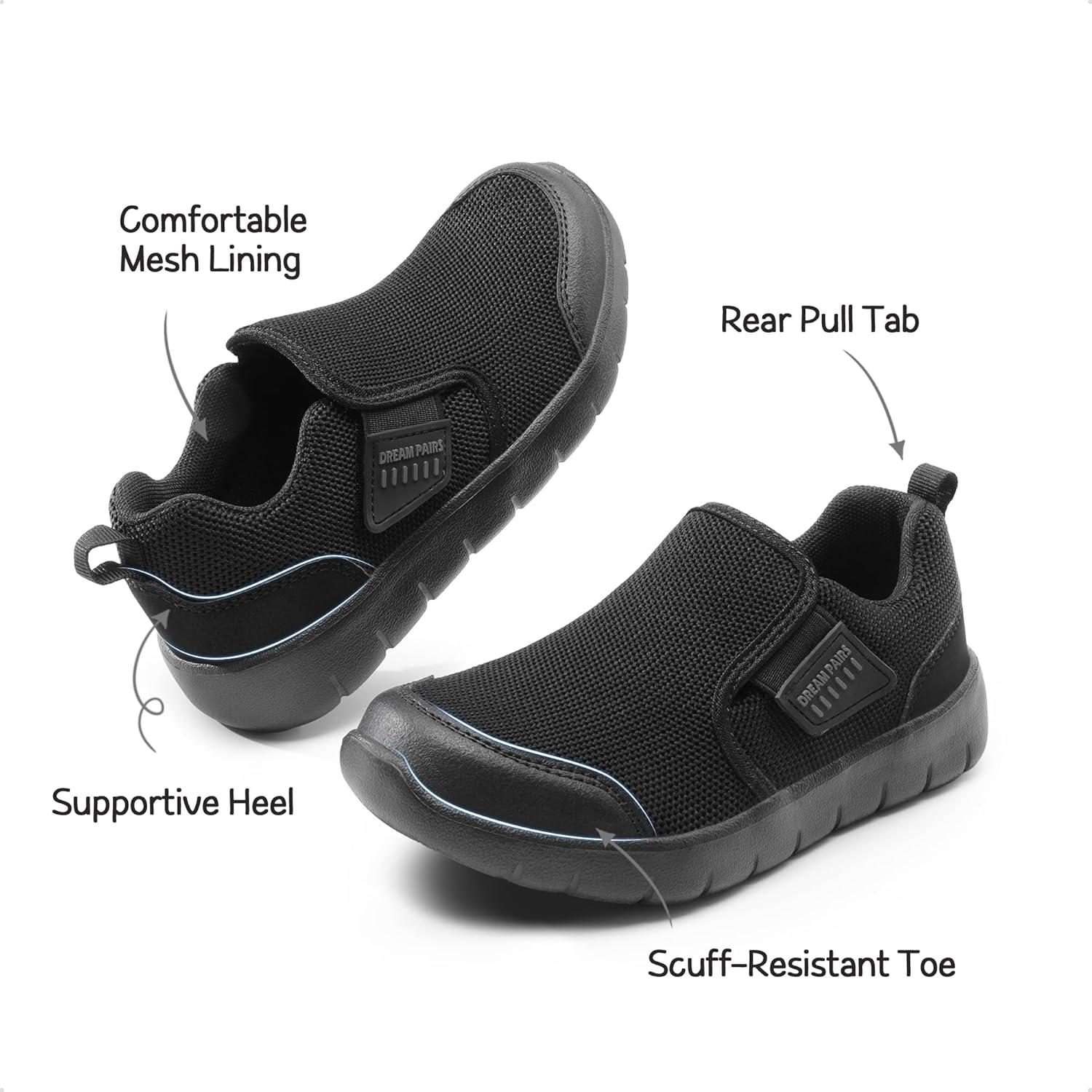 imageDREAM PAIRS Boys Girls Shoes Kids Slip on Tennis EZOns MightyMovers Running Athletic Barefoot Zero Drop Sports SneakersAll Black