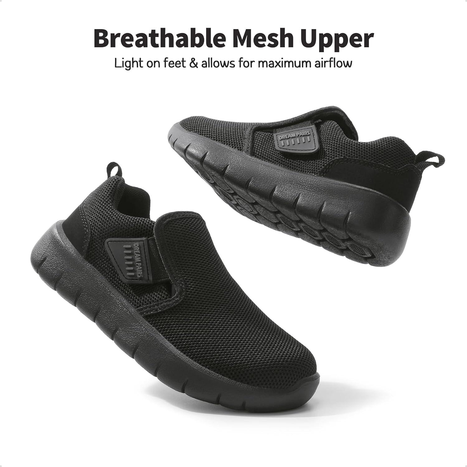 imageDREAM PAIRS Boys Girls Shoes Kids Slip on Tennis EZOns MightyMovers Running Athletic Barefoot Zero Drop Sports SneakersBlack Monochrome