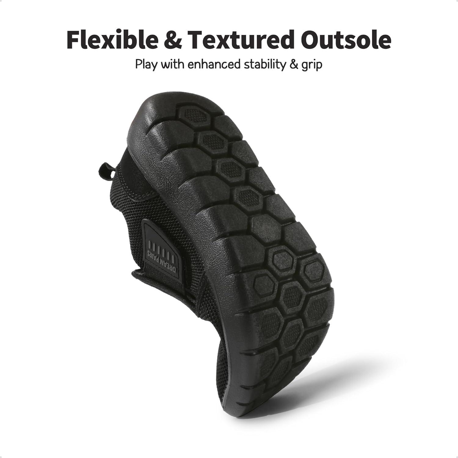 imageDREAM PAIRS Boys Girls Shoes Kids Slip on Tennis EZOns MightyMovers Running Athletic Barefoot Zero Drop Sports SneakersBlack Monochrome