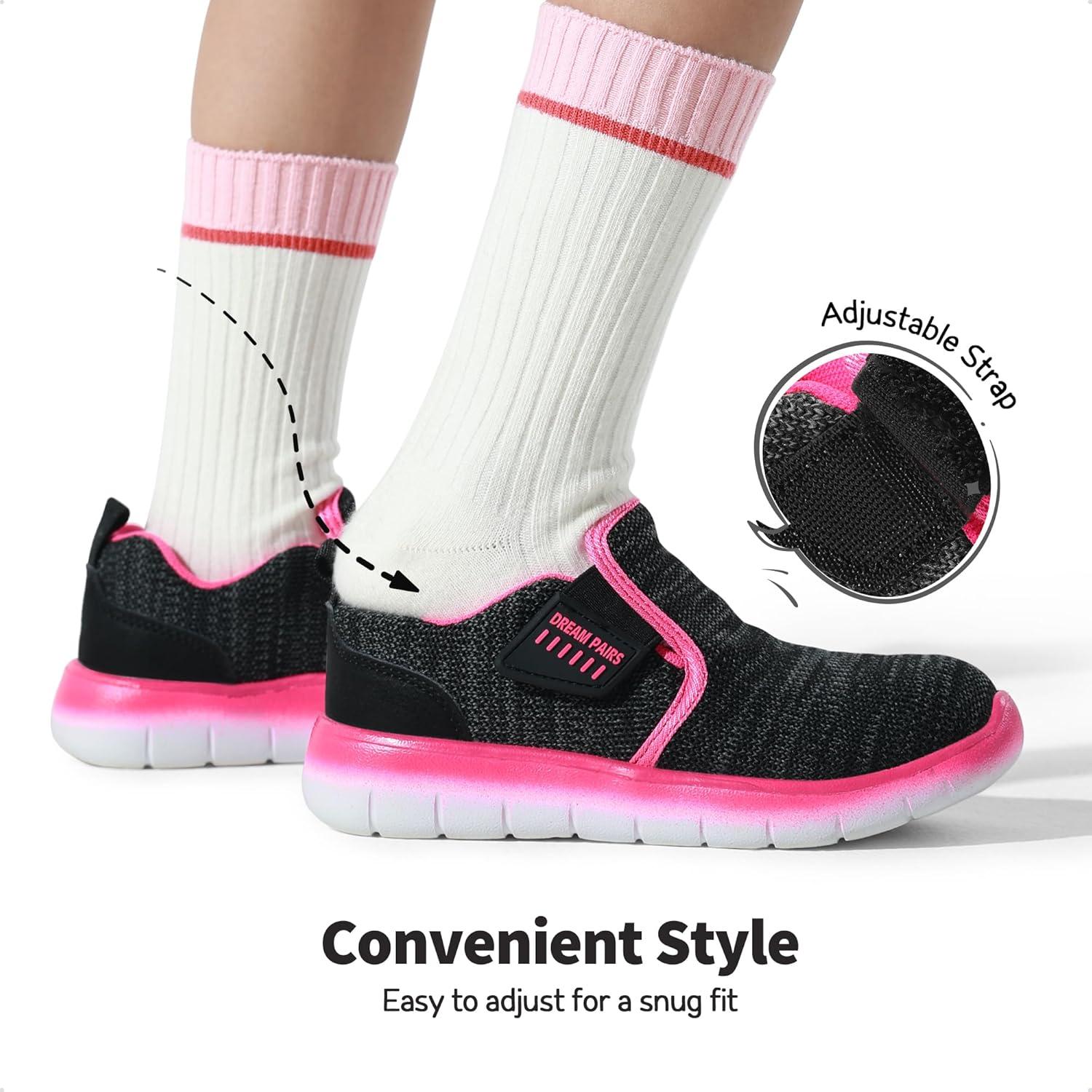 imageDREAM PAIRS Boys Girls Shoes Kids Slip on Tennis EZOns MightyMovers Running Athletic Barefoot Zero Drop Sports SneakersBlackFuchsia