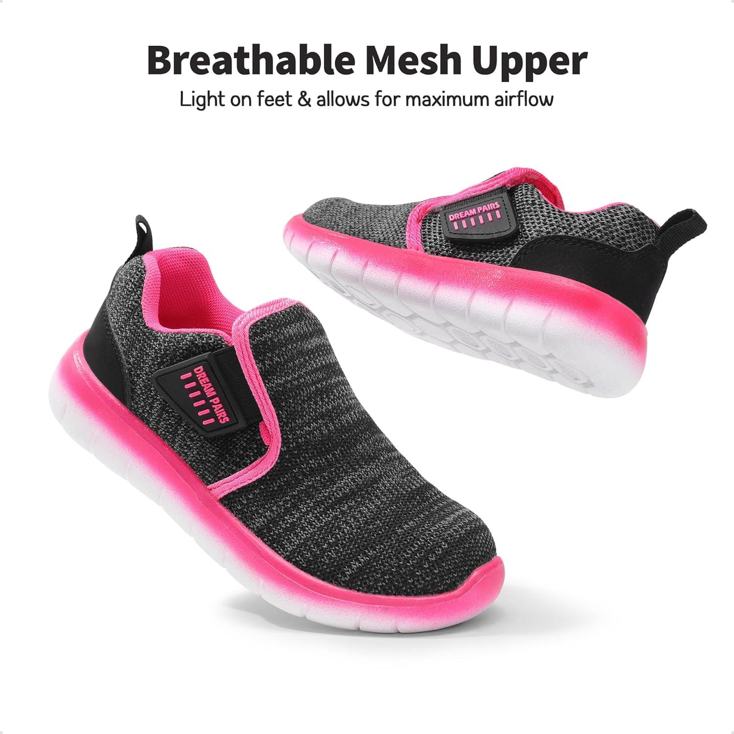 imageDREAM PAIRS Boys Girls Shoes Kids Slip on Tennis EZOns MightyMovers Running Athletic Barefoot Zero Drop Sports SneakersBlackFuchsia