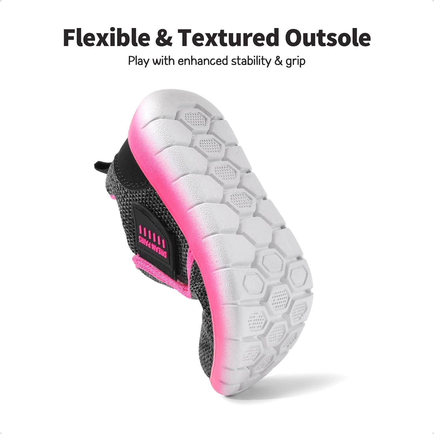 imageDREAM PAIRS Boys Girls Shoes Kids Slip on Tennis EZOns MightyMovers Running Athletic Barefoot Zero Drop Sports SneakersBlackFuchsia