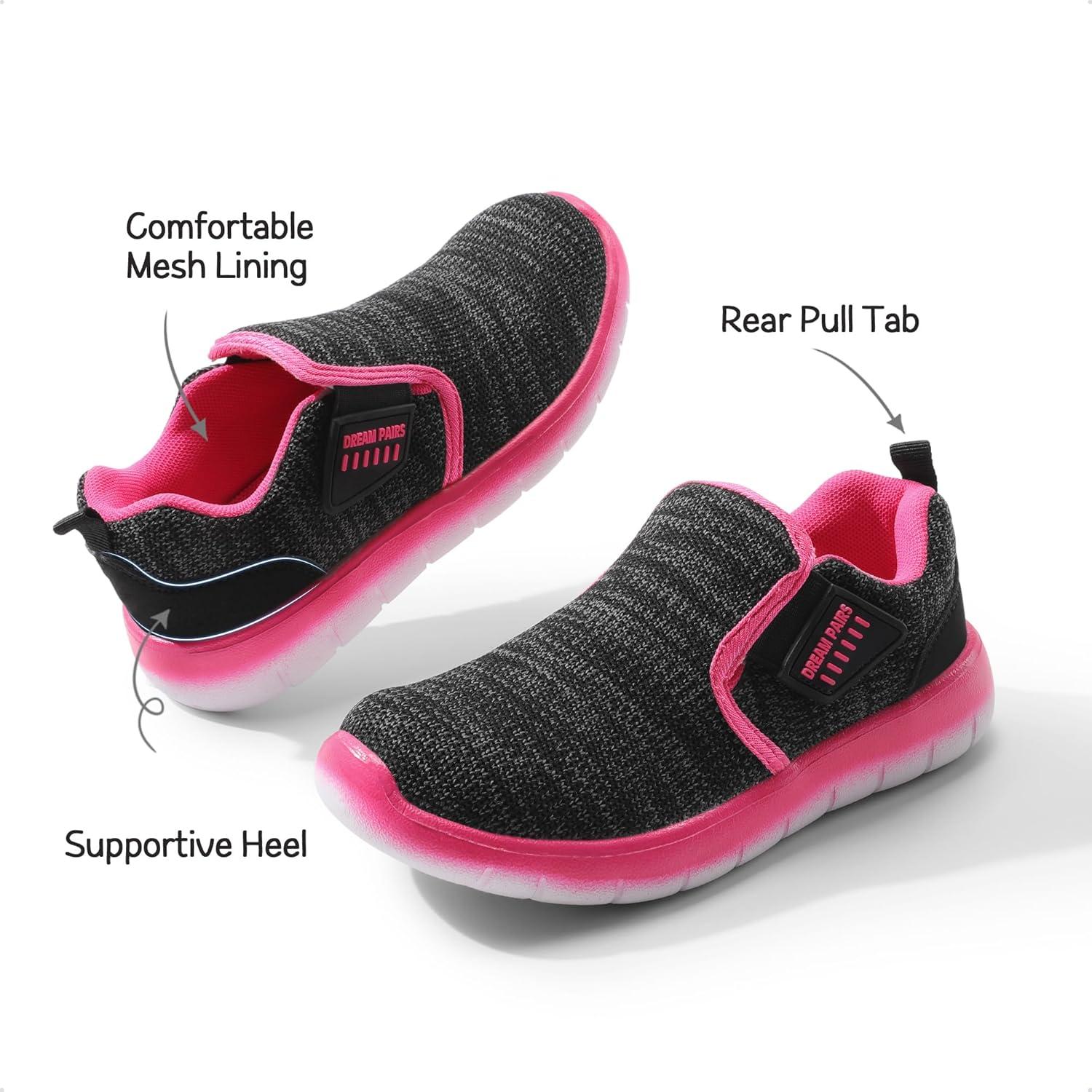 imageDREAM PAIRS Boys Girls Shoes Kids Slip on Tennis EZOns MightyMovers Running Athletic Barefoot Zero Drop Sports SneakersBlackFuchsia