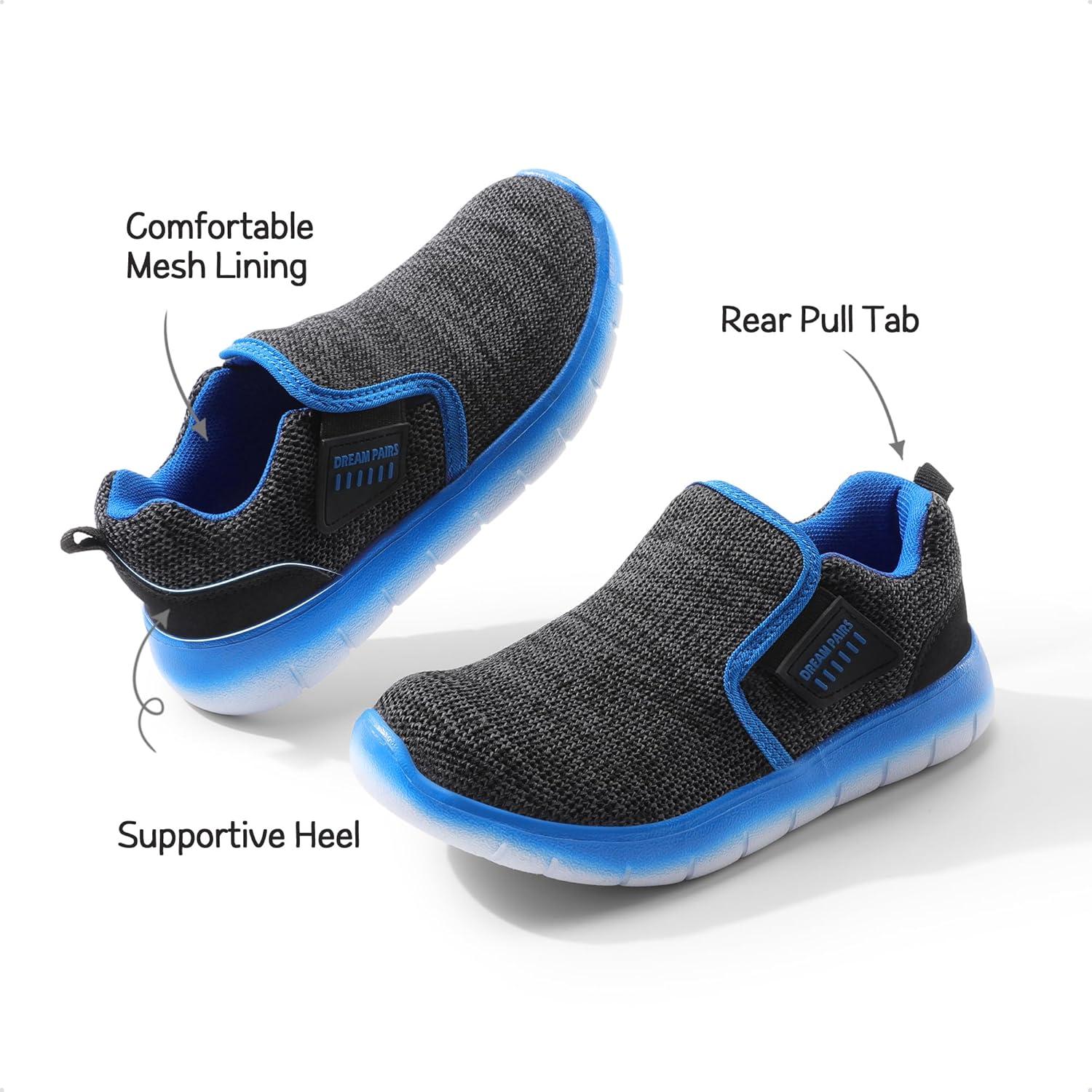 imageDREAM PAIRS Boys Girls Shoes Kids Slip on Tennis EZOns MightyMovers Running Athletic Barefoot Zero Drop Sports SneakersBlackGreyRoyal