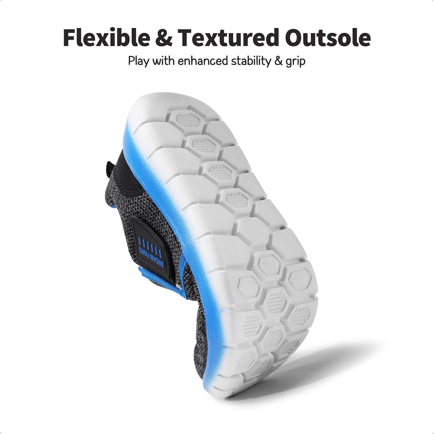 imageDREAM PAIRS Boys Girls Shoes Kids Slip on Tennis EZOns MightyMovers Running Athletic Barefoot Zero Drop Sports SneakersBlackGreyRoyal