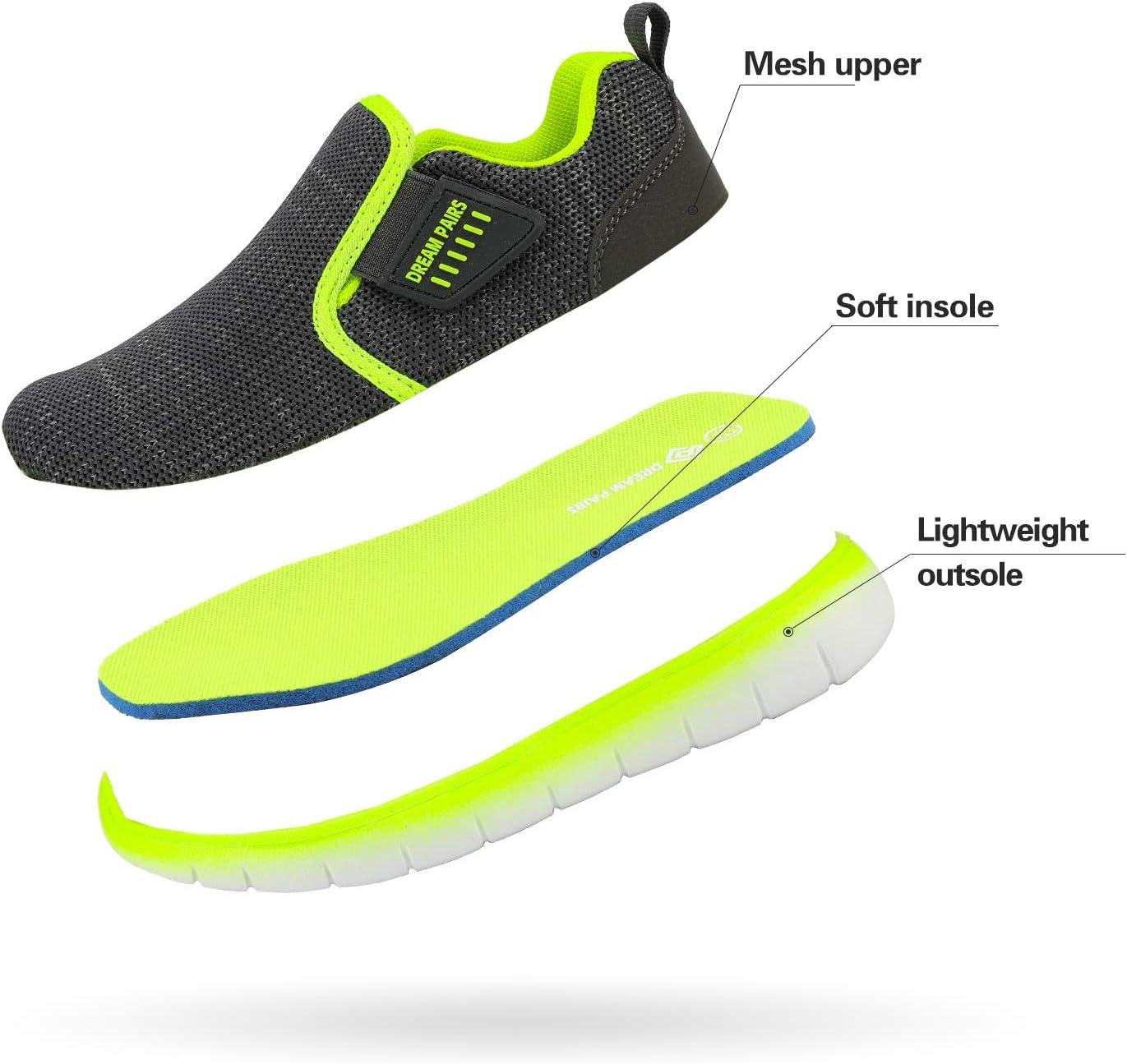 imageDREAM PAIRS Boys Girls Shoes Kids Slip on Tennis EZOns MightyMovers Running Athletic Barefoot Zero Drop Sports SneakersGreyNeon