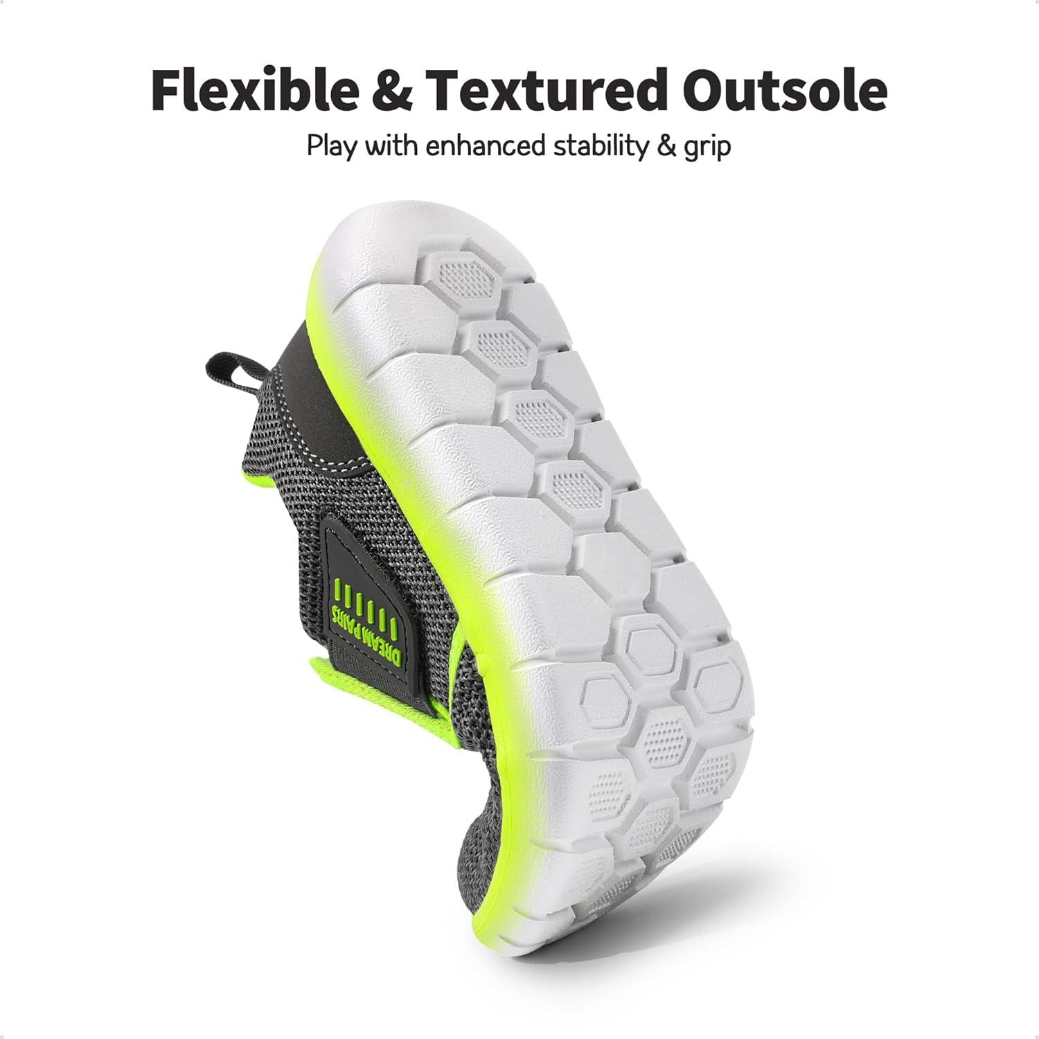 imageDREAM PAIRS Boys Girls Shoes Kids Slip on Tennis EZOns MightyMovers Running Athletic Barefoot Zero Drop Sports SneakersGreyNeon