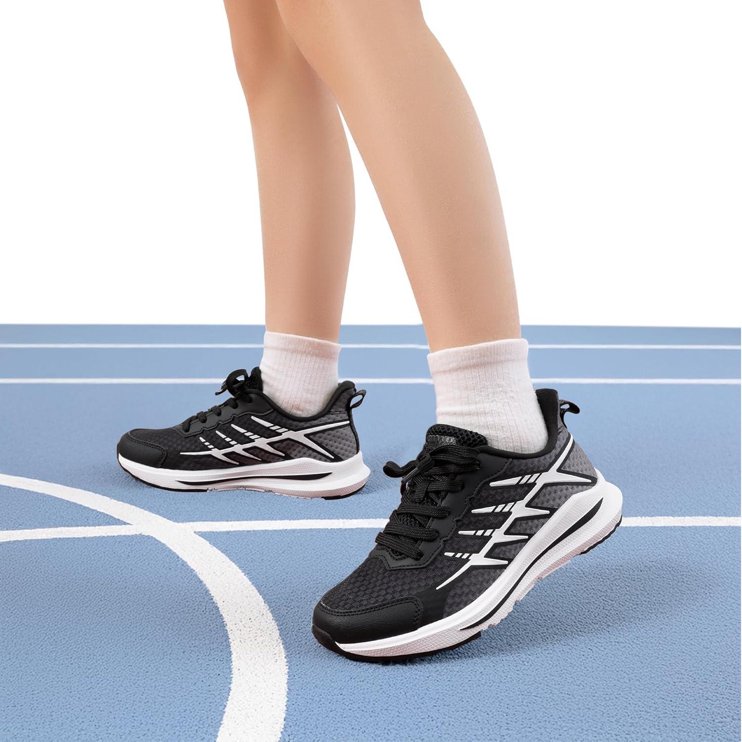 imageDREAM PAIRS Boys Girls Shoes Kids Tennis Athletic Running Footwear Lace Up Walking DuraPlay Breathable Lightweight Sneakers for LittleBig KidBlack