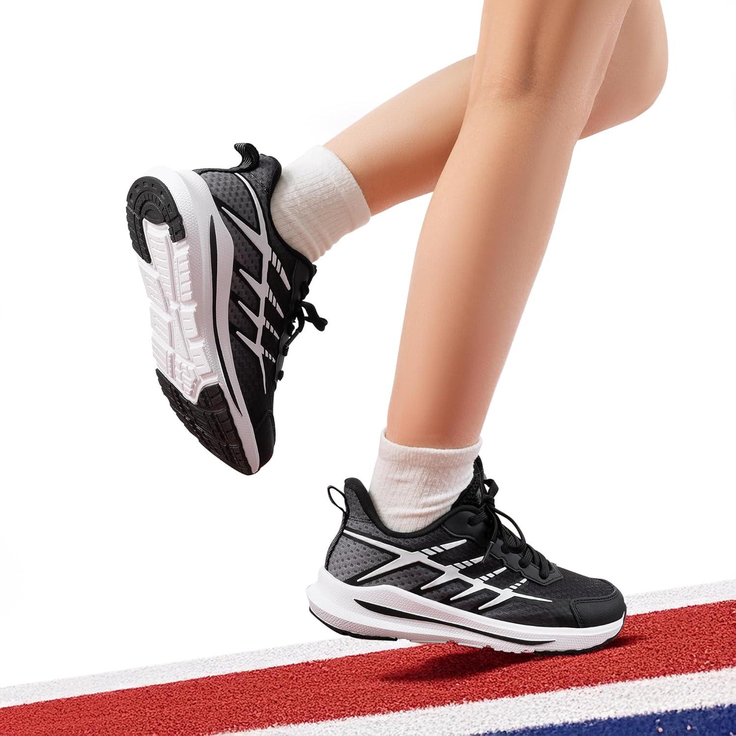 imageDREAM PAIRS Boys Girls Shoes Kids Tennis Athletic Running Footwear Lace Up Walking DuraPlay Breathable Lightweight Sneakers for LittleBig KidBlack