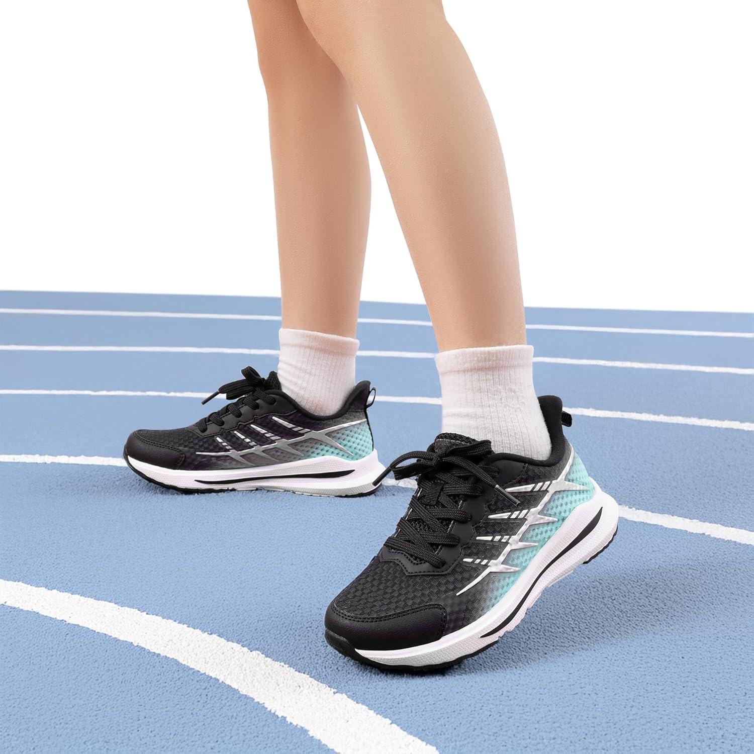 imageDREAM PAIRS Boys Girls Shoes Kids Tennis Athletic Running Footwear Lace Up Walking DuraPlay Breathable Lightweight Sneakers for LittleBig KidBlackLight Green