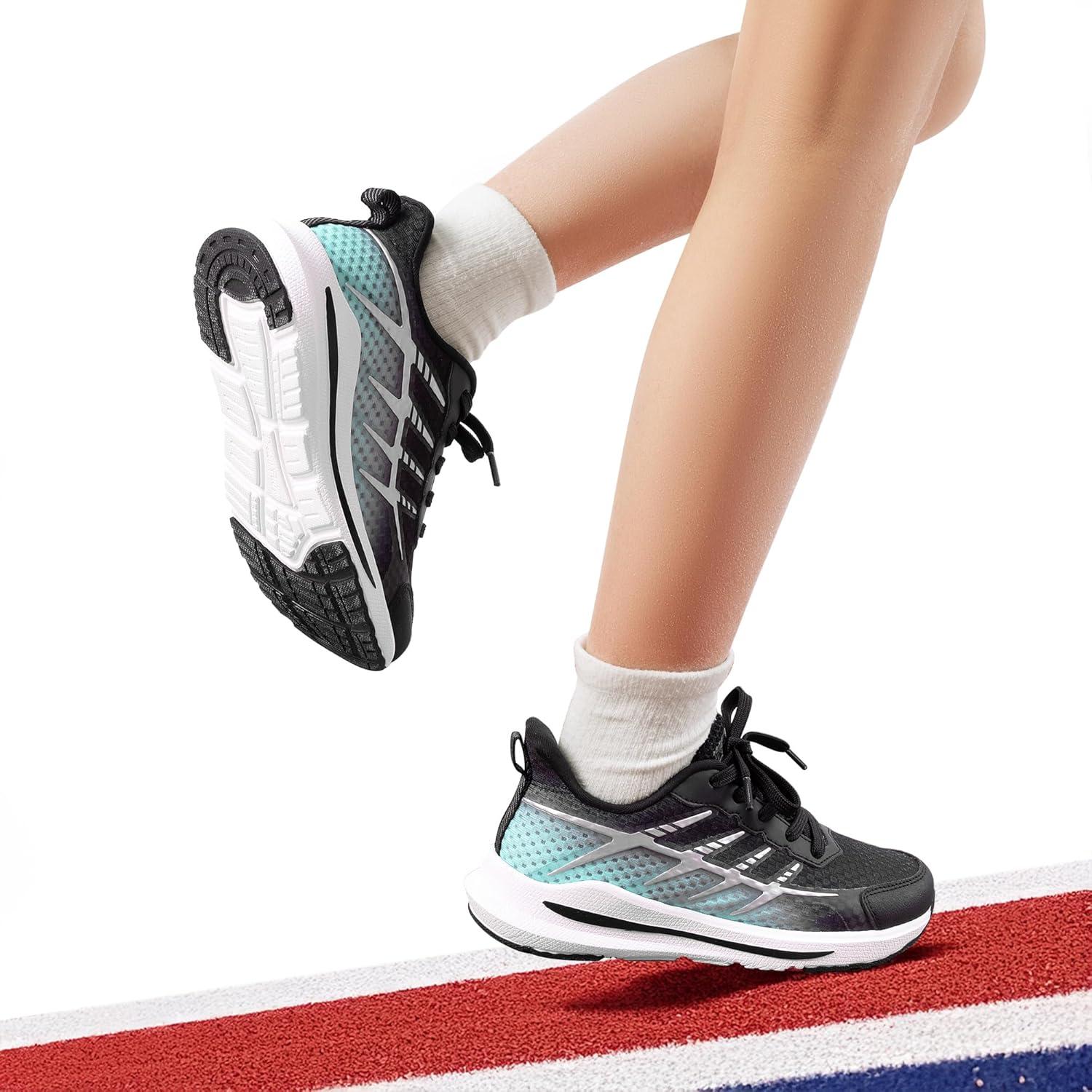 imageDREAM PAIRS Boys Girls Shoes Kids Tennis Athletic Running Footwear Lace Up Walking DuraPlay Breathable Lightweight Sneakers for LittleBig KidBlackLight Green