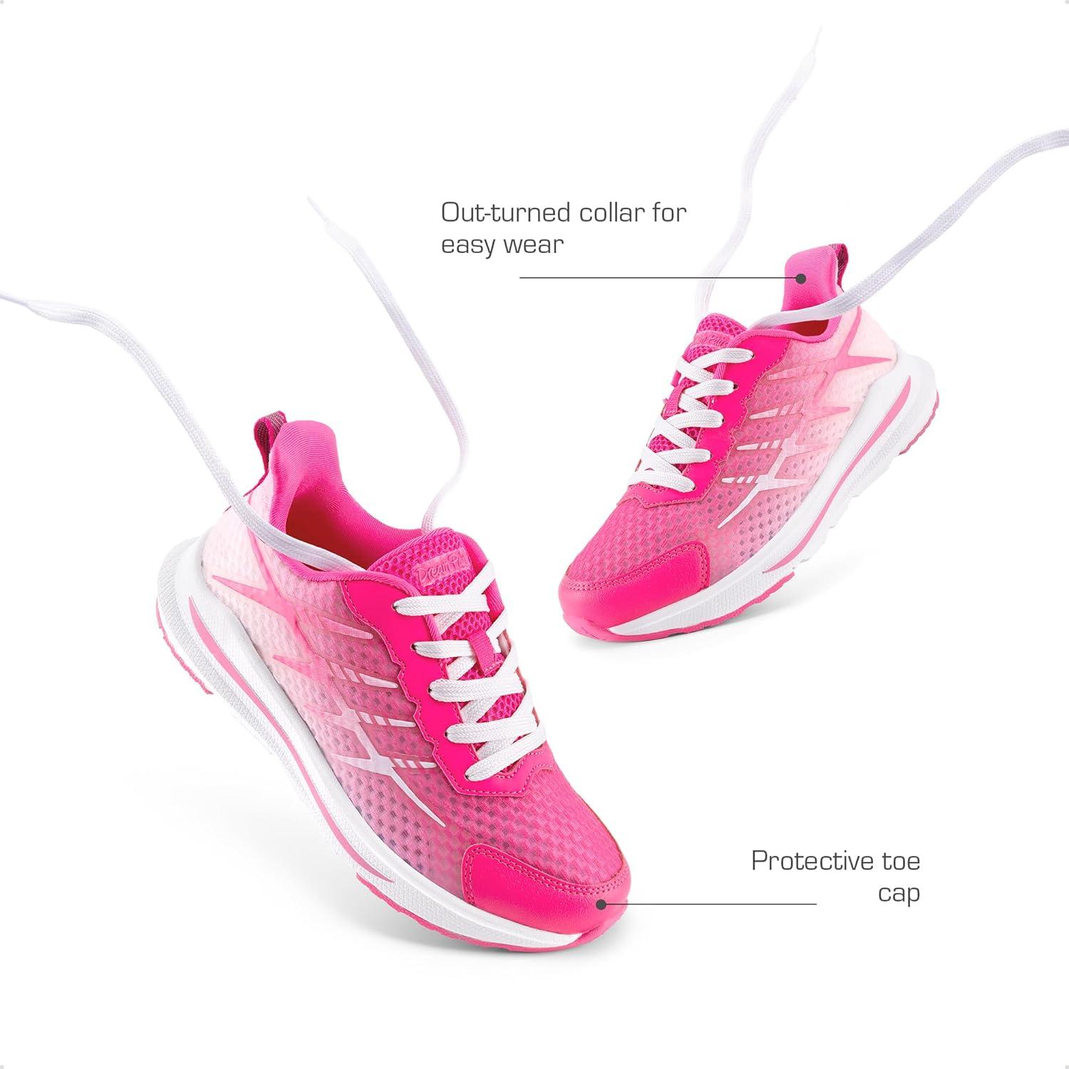 imageDREAM PAIRS Boys Girls Shoes Kids Tennis Athletic Running Footwear Lace Up Walking DuraPlay Breathable Lightweight Sneakers for LittleBig KidHot Pink