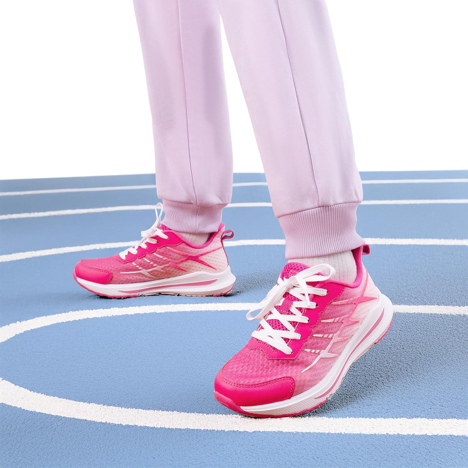 imageDREAM PAIRS Boys Girls Shoes Kids Tennis Athletic Running Footwear Lace Up Walking DuraPlay Breathable Lightweight Sneakers for LittleBig KidHot Pink