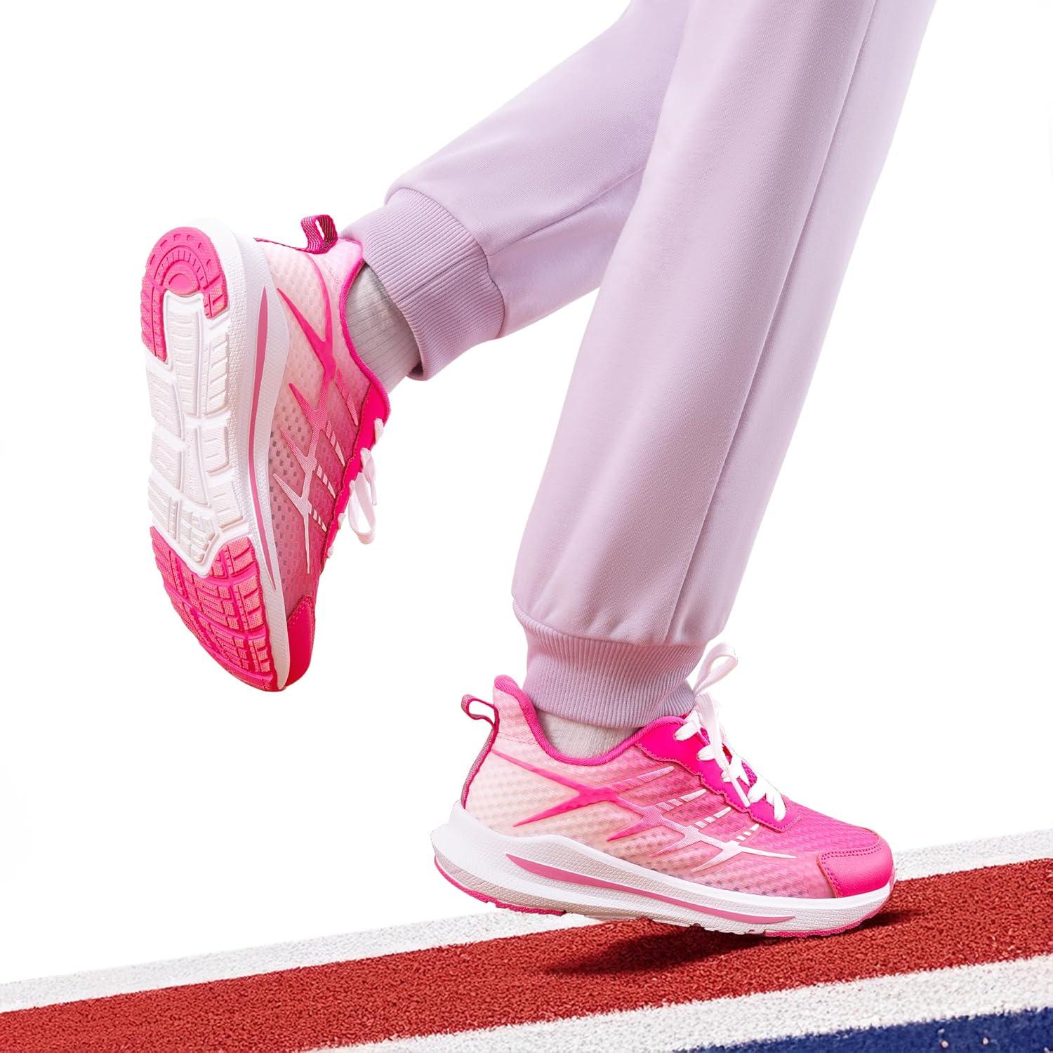 imageDREAM PAIRS Boys Girls Shoes Kids Tennis Athletic Running Footwear Lace Up Walking DuraPlay Breathable Lightweight Sneakers for LittleBig KidHot Pink