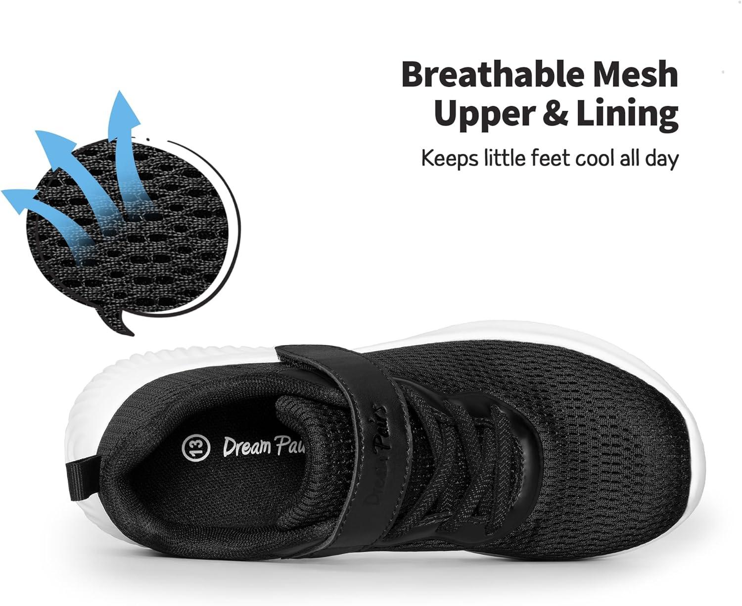 imageDREAM PAIRS Boys Girls Shoes Kids Tennis EZOns FunRun Breathable Running Athletic Sport SneakersBlackWhite