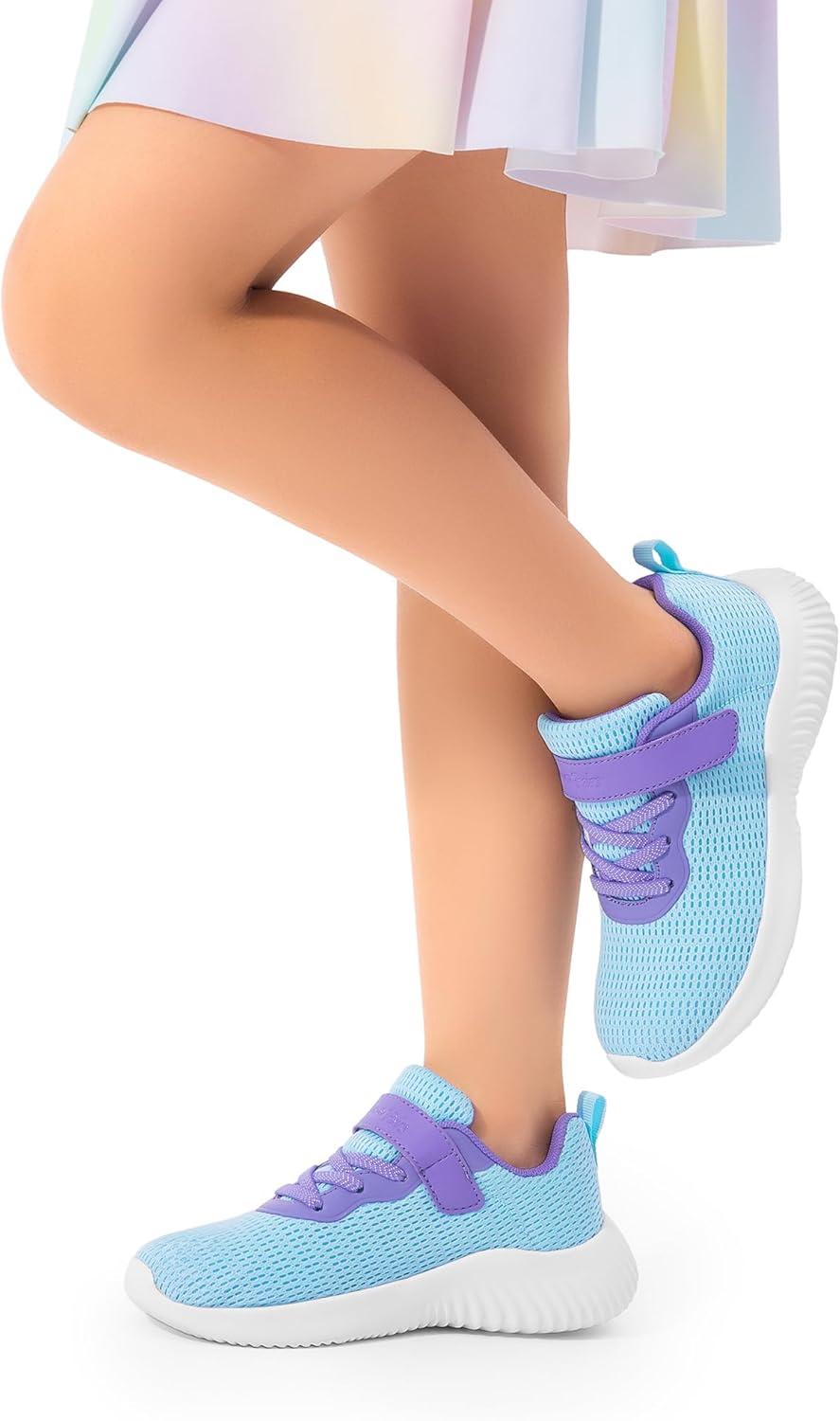 imageDREAM PAIRS Boys Girls Shoes Kids Tennis EZOns FunRun Breathable Running Athletic Sport SneakersBluePurplemesh