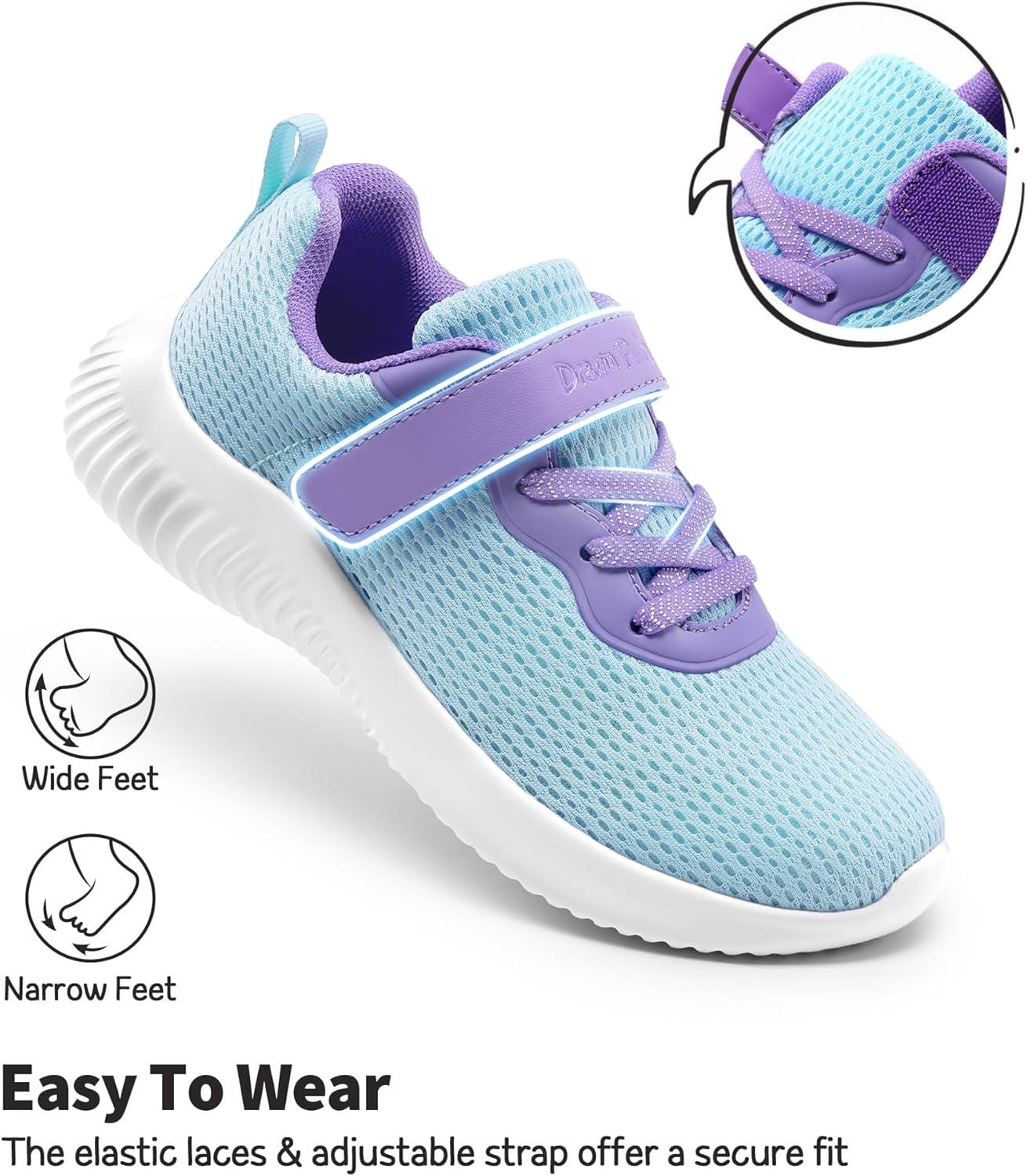 imageDREAM PAIRS Boys Girls Shoes Kids Tennis EZOns FunRun Breathable Running Athletic Sport SneakersBluePurplemesh