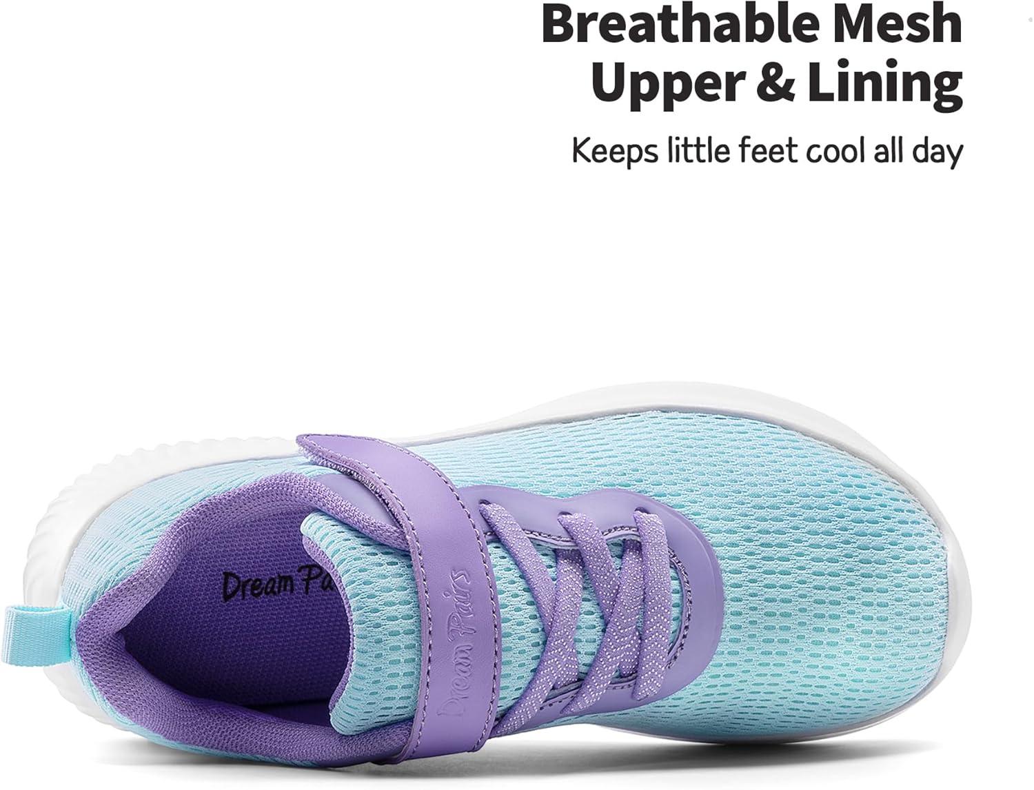 imageDREAM PAIRS Boys Girls Shoes Kids Tennis EZOns FunRun Breathable Running Athletic Sport SneakersBluePurplemesh