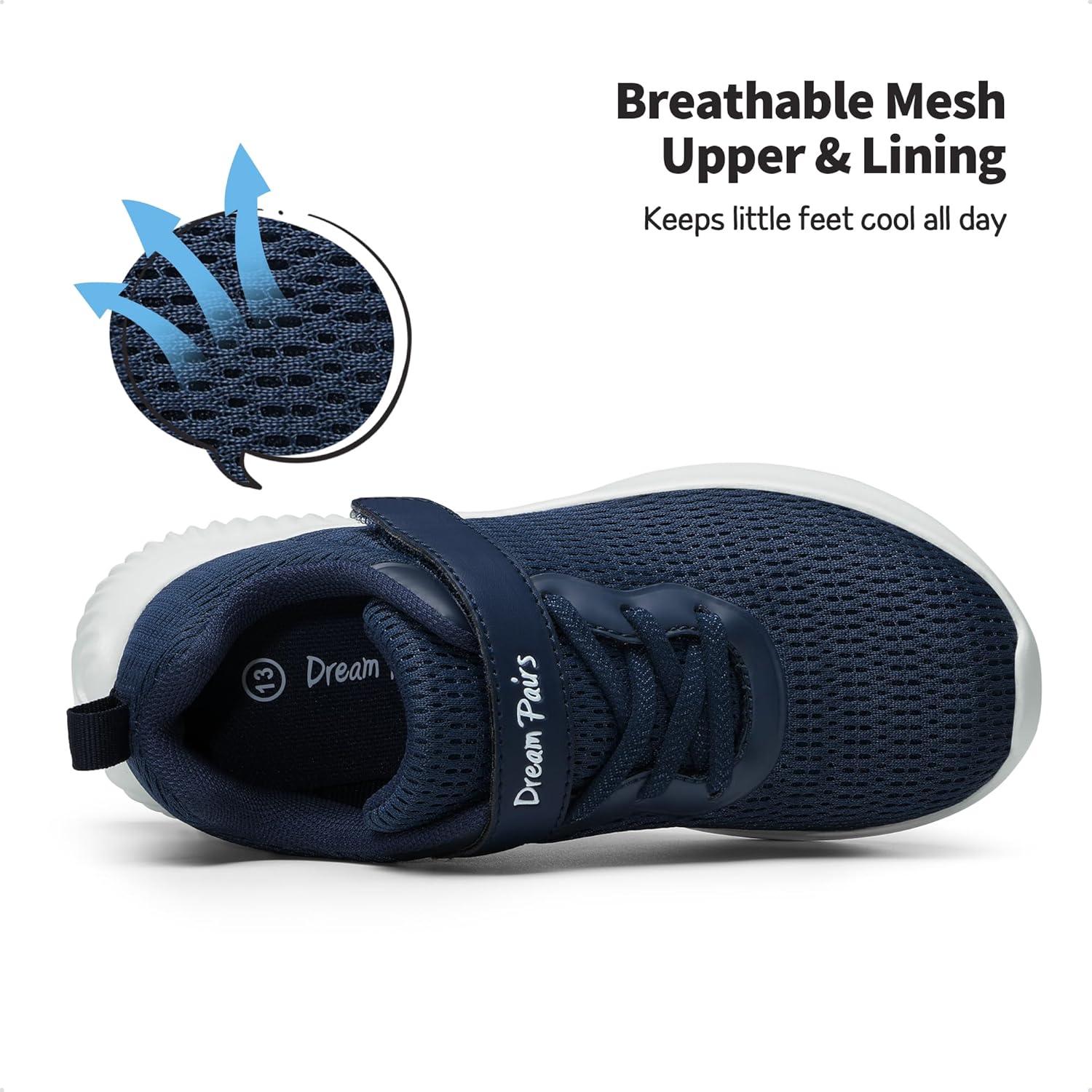 imageDREAM PAIRS Boys Girls Shoes Kids Tennis EZOns FunRun Breathable Running Athletic Sport SneakersDarkBlue