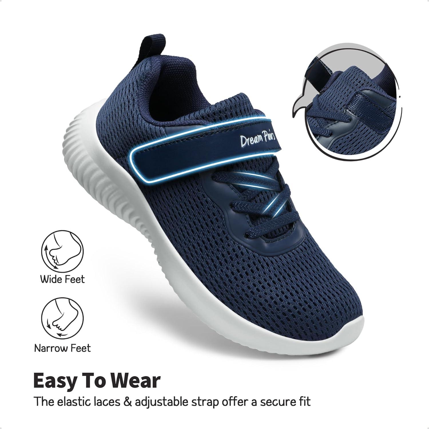 imageDREAM PAIRS Boys Girls Shoes Kids Tennis EZOns FunRun Breathable Running Athletic Sport SneakersDarkBlue