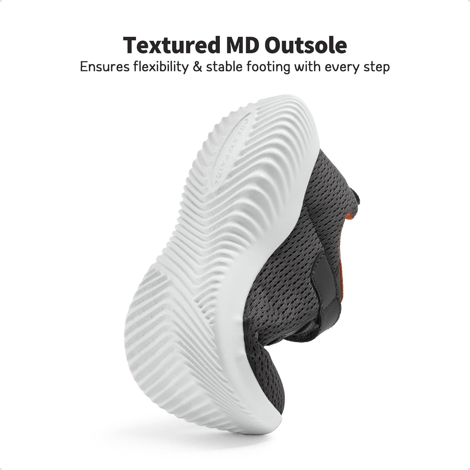 imageDREAM PAIRS Boys Girls Shoes Kids Tennis EZOns FunRun Breathable Running Athletic Sport SneakersDarkGreyOrange