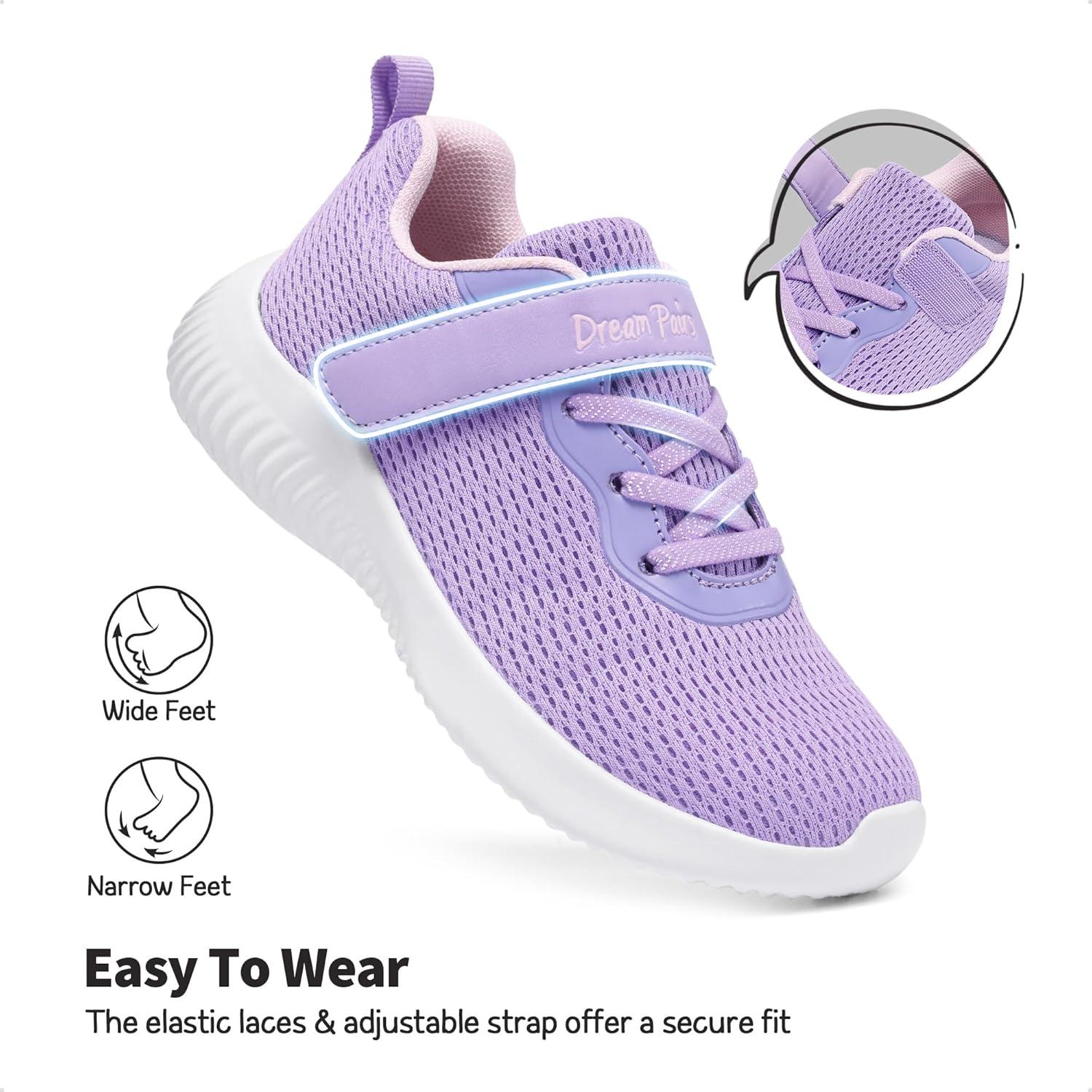 imageDREAM PAIRS Boys Girls Shoes Kids Tennis EZOns FunRun Breathable Running Athletic Sport SneakersLight Purple