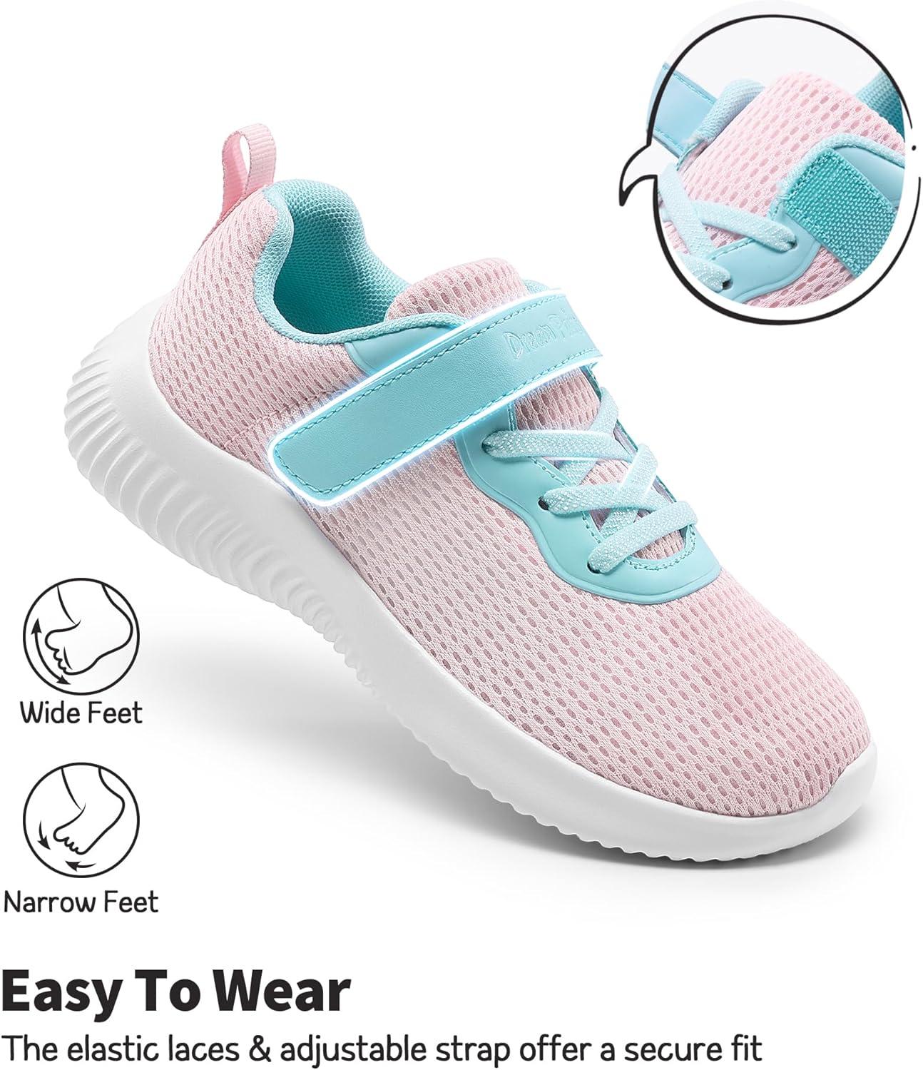 imageDREAM PAIRS Boys Girls Shoes Kids Tennis EZOns FunRun Breathable Running Athletic Sport SneakersPinkBluemesh