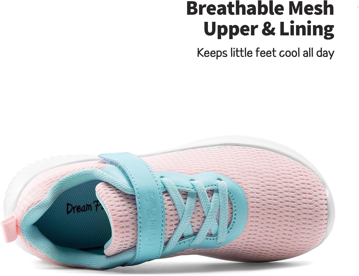 imageDREAM PAIRS Boys Girls Shoes Kids Tennis EZOns FunRun Breathable Running Athletic Sport SneakersPinkBluemesh