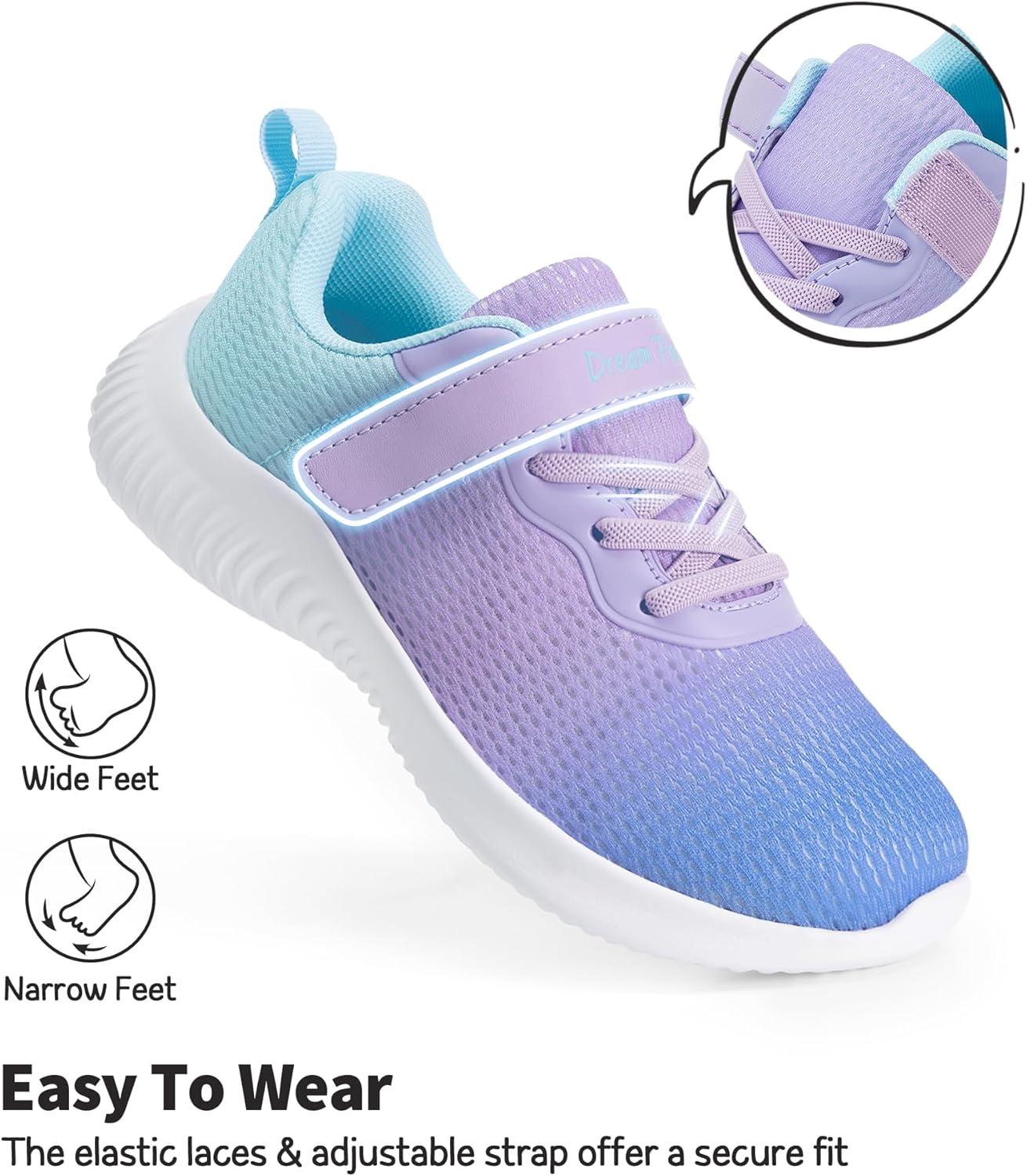 imageDREAM PAIRS Boys Girls Shoes Kids Tennis EZOns FunRun Breathable Running Athletic Sport SneakersPurpleBlue