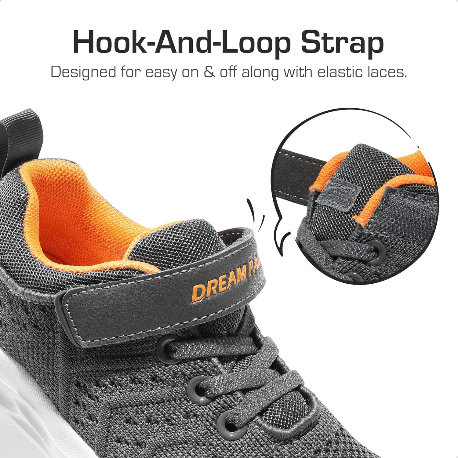 imageDREAM PAIRS Boys Girls Shoes Kids Tennis Footwear EZOns GoGetters Running Athletic School Sneakers for LittleBig KidGreyOrange