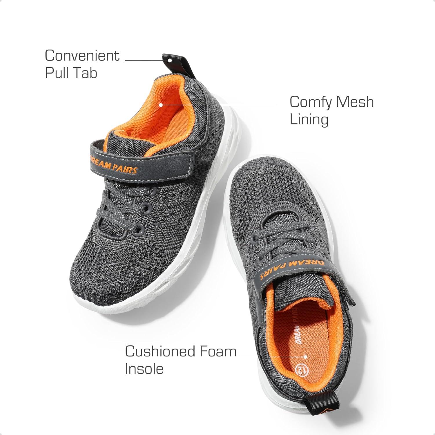 imageDREAM PAIRS Boys Girls Shoes Kids Tennis Footwear EZOns GoGetters Running Athletic School Sneakers for LittleBig KidGreyOrange