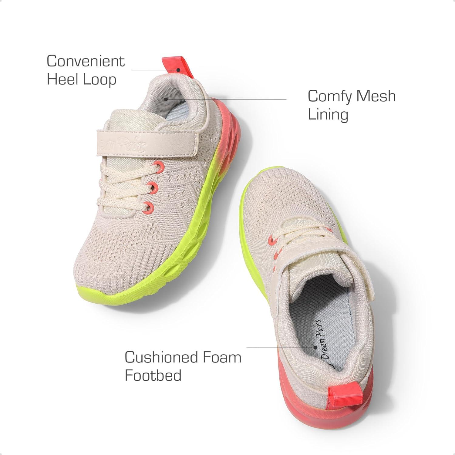 imageDREAM PAIRS Boys Girls Shoes Kids Tennis Footwear EZOns GoGetters Running Athletic School Sneakers for LittleBig KidLight GreyRainbow